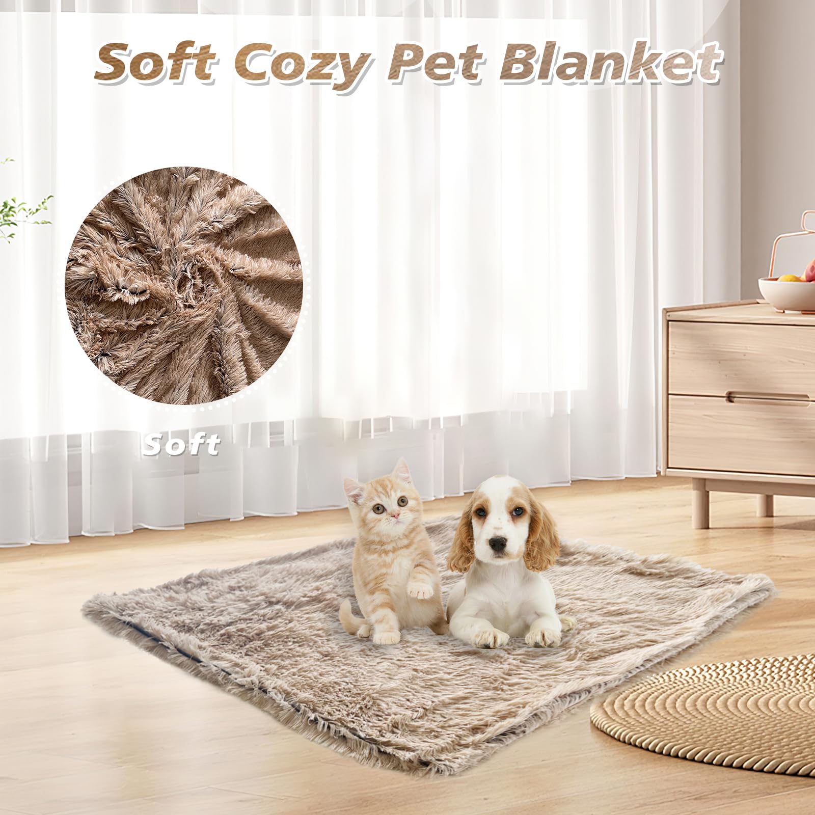 Pjyucien Fluffy Fleece Calming Pet Throw Blanket, Super Soft And Warm For Indoor Cats And Dogs, Large 30 * 40'', Machine Washabl