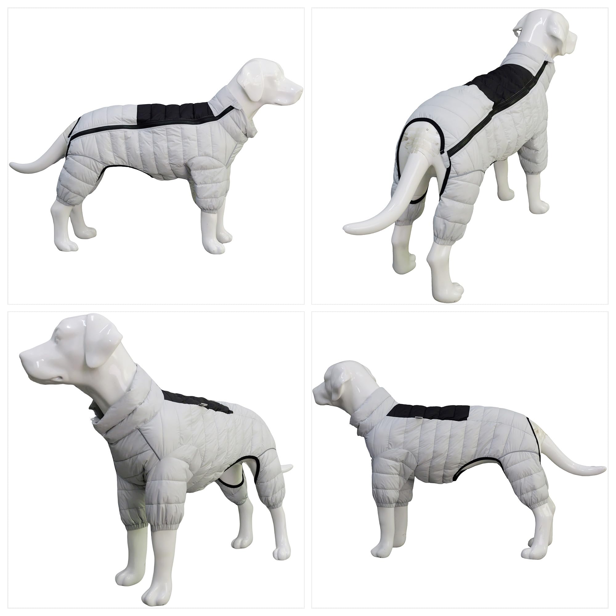 Dog Warm Jacket, Outdoor Snow Covered Reflective Windproof, Adjustable M/L Zippered Vest for Medium to Large Dogs (Off White) M
