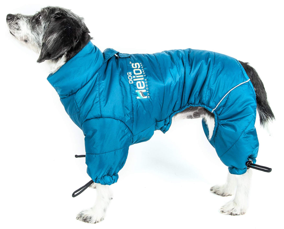 DOGHELIOS 'Thunder-Crackle' Full-Body Bodied Waded-Plush Adjustable and 3M Reflective Pet Dog Jacket Coat w/ Blackshark Technology, Large, Blue Wave