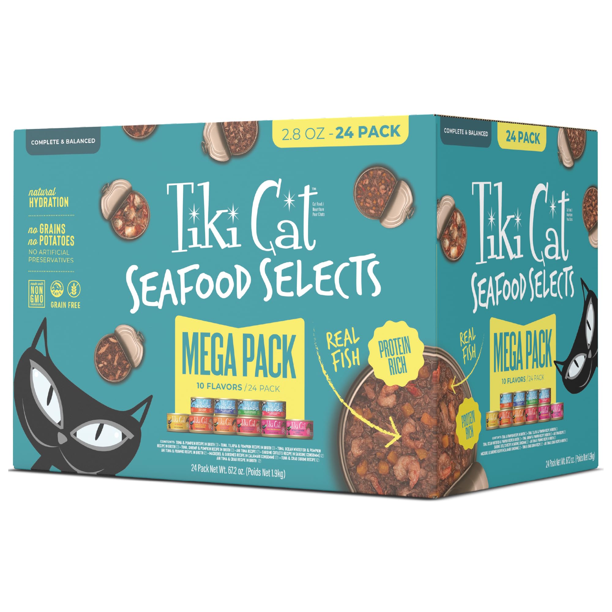 Tiki Cat Wet Cat Food Mega Pack, Seafood Selects, 2.8 oz Can (24 Count)