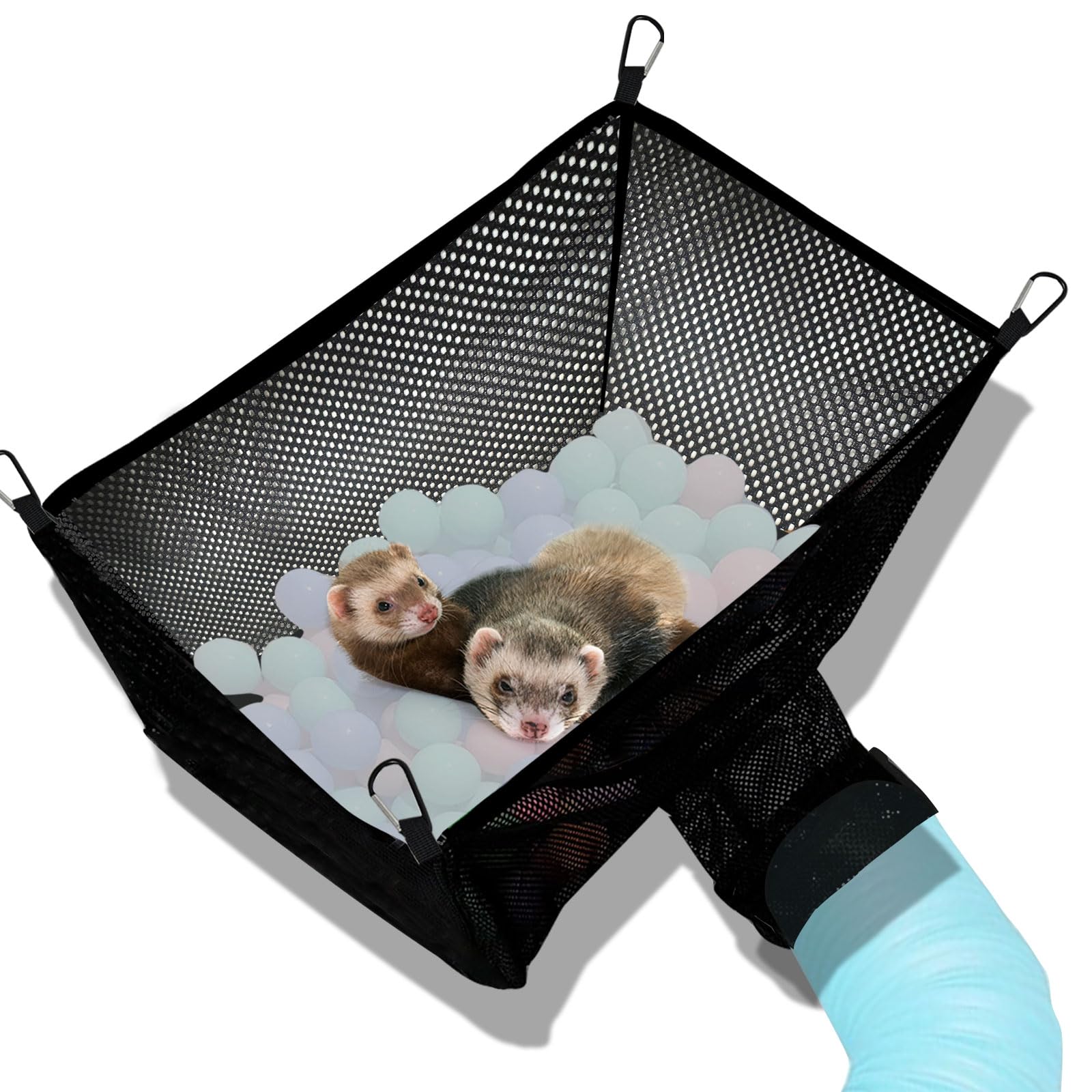Ferret Ball Pit Hammock,Ferret Hammock Playpen Toy Box Cube For Cage Compatible With Tunnel System(Ball Not Included)