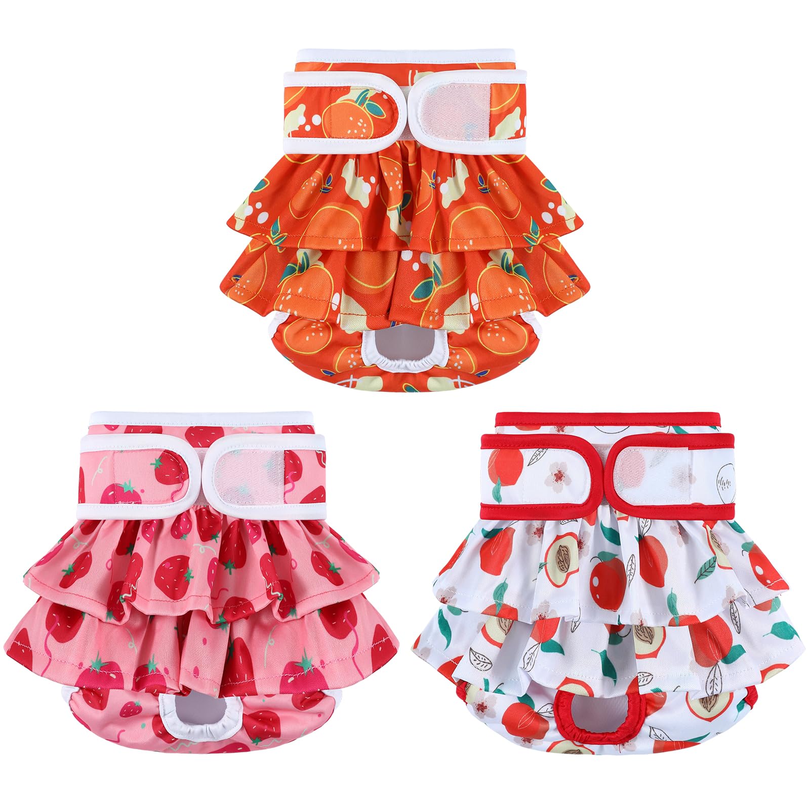 Mengelina Reusable Dog Diapers Washable (3 Pack), Puppy Diapers Highly Absorbent For Heat & Urination Issues, Xs