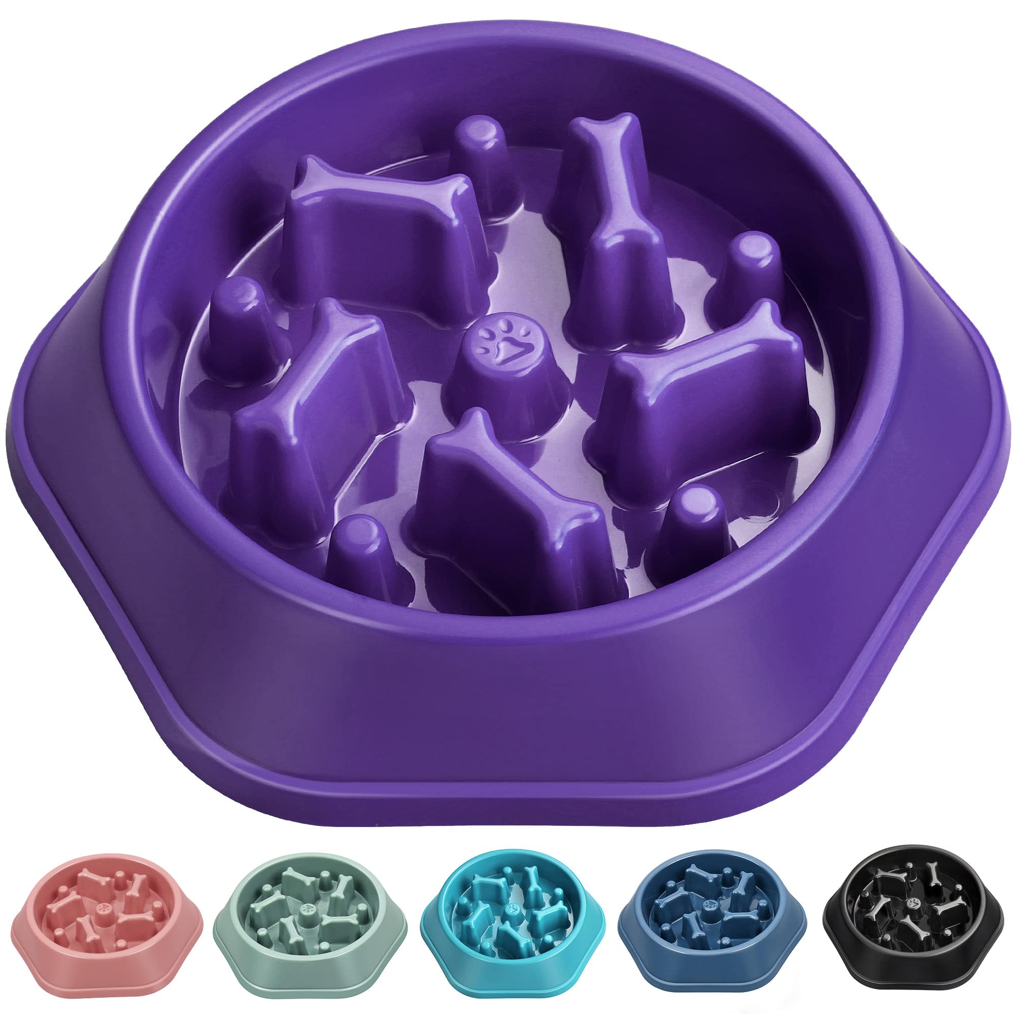 UPSKY Slow Feeder Dog Puzzle Bowl, Interactive Bloat Stop Non-Slide Lick Treat Bowl for Small Medium Dogs (Purple)