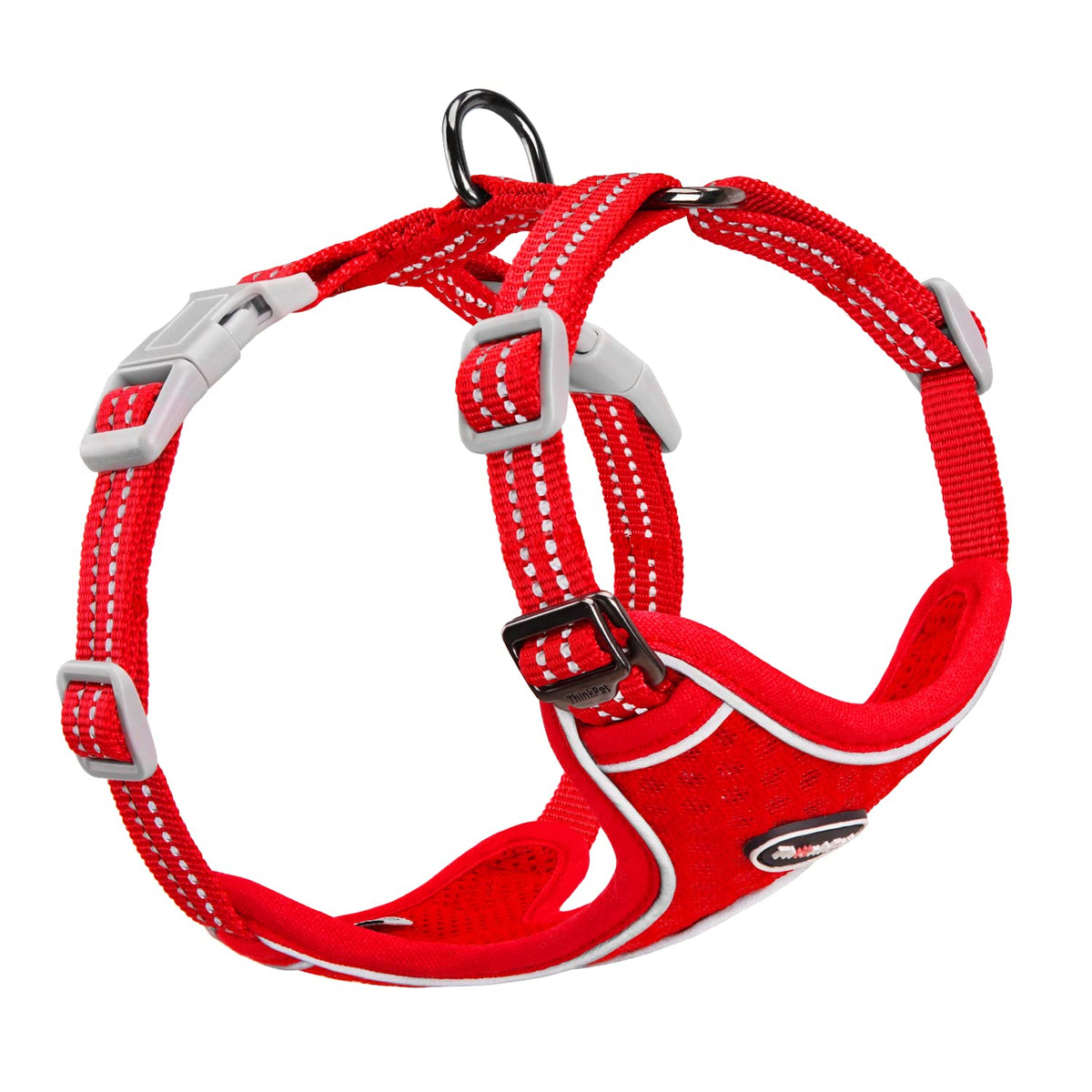 Thinkpet Reflective Breathable Soft Air Mesh No Pull Puppy Choke Free Over Head Vest Ventilation Harness For Puppy Small Medium Dogs And Cats (Red,Xs)