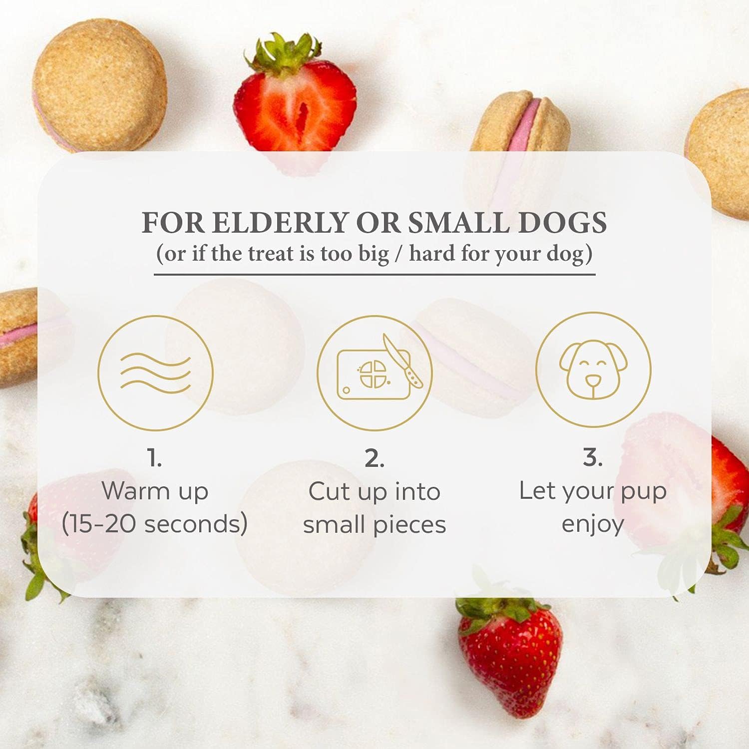 Bonne et Filou Dog Treats Strawberry Cupcakes, Dog Birthday Gift for Medium to Large Breed - Gourmet Macaron Cakes, Healthy & De