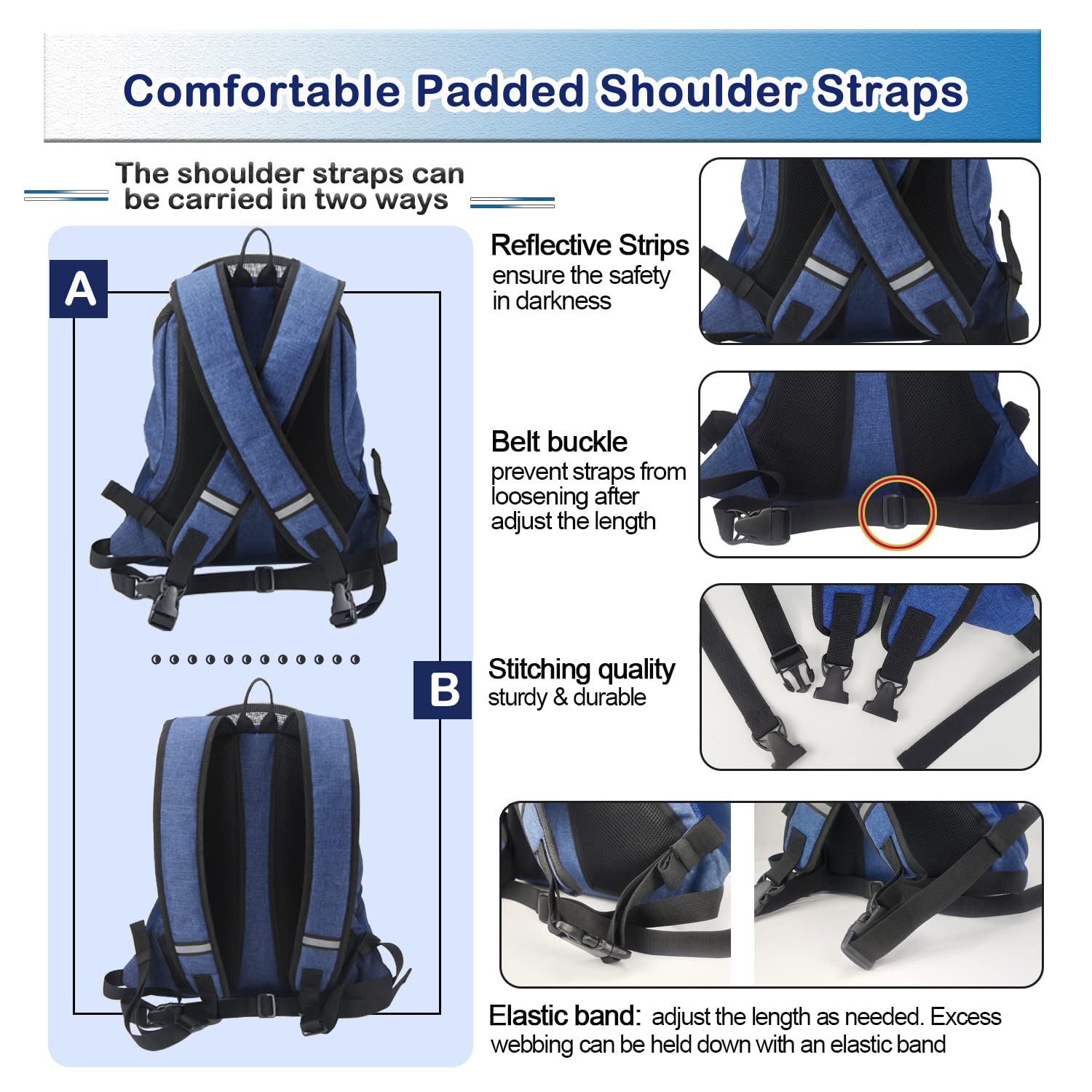 Rabbicute Pet Dog Carrier Backpack Adjustable Breathable Front Pack Head Out Removable Design Puppy Cat Dog Backpack For Small Dogs Cats Padded Shoulder Bag For Travelling Hiking Camping Outdoor Trip