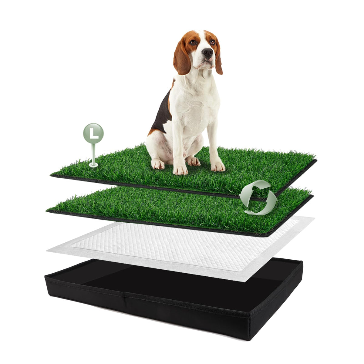 Hq4Us 4Legs Foldable Dog Litter Box With Artificial Grass Pee Pads, Large Liner Base (33'23') For Balcony Potty Training