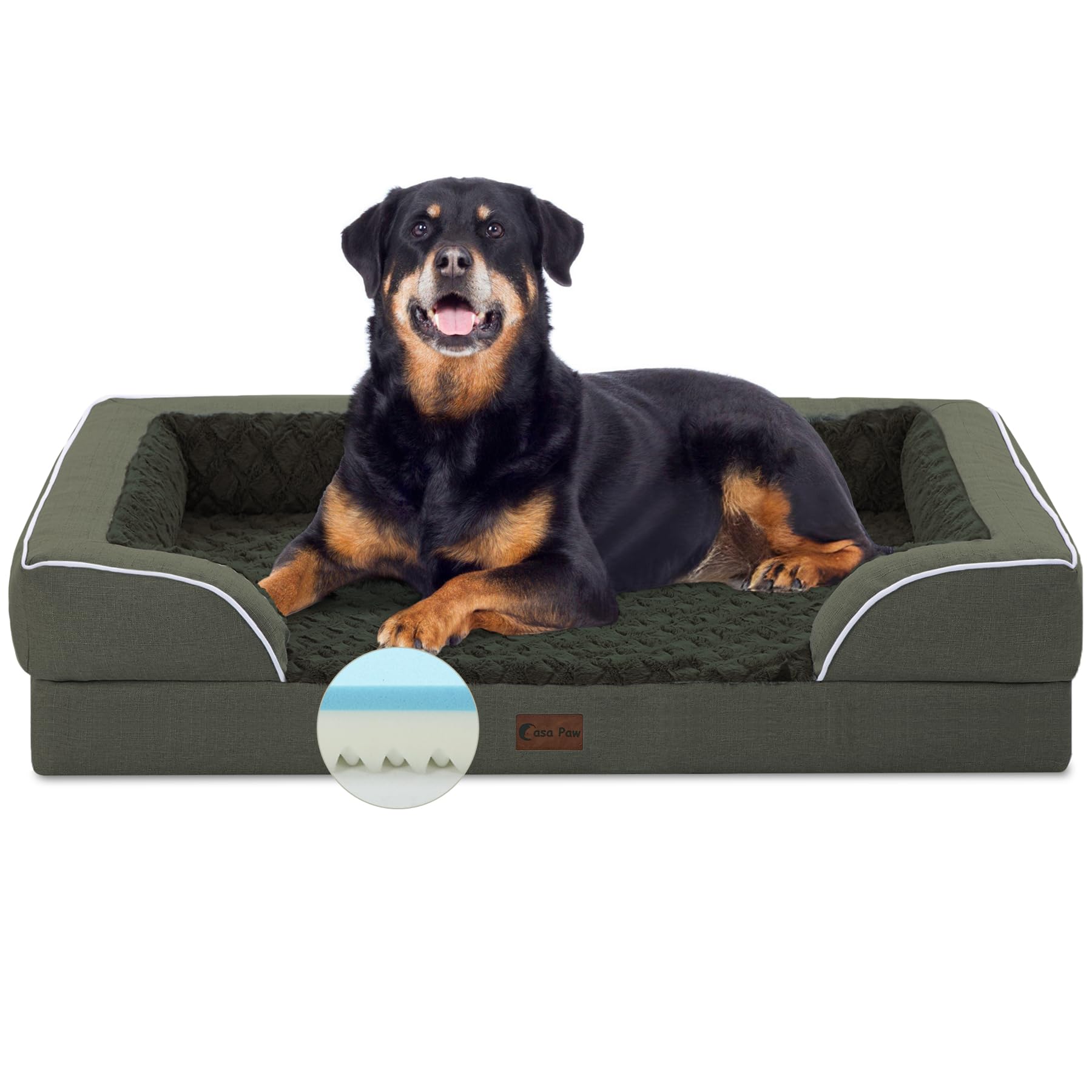Casa Paw Orthopedic Waterproof Dog Bed For Extra Large Dogs, Memory Foam Xl Dog Bed With Sides, Egg-Crate Foam And Non-Slip Bott