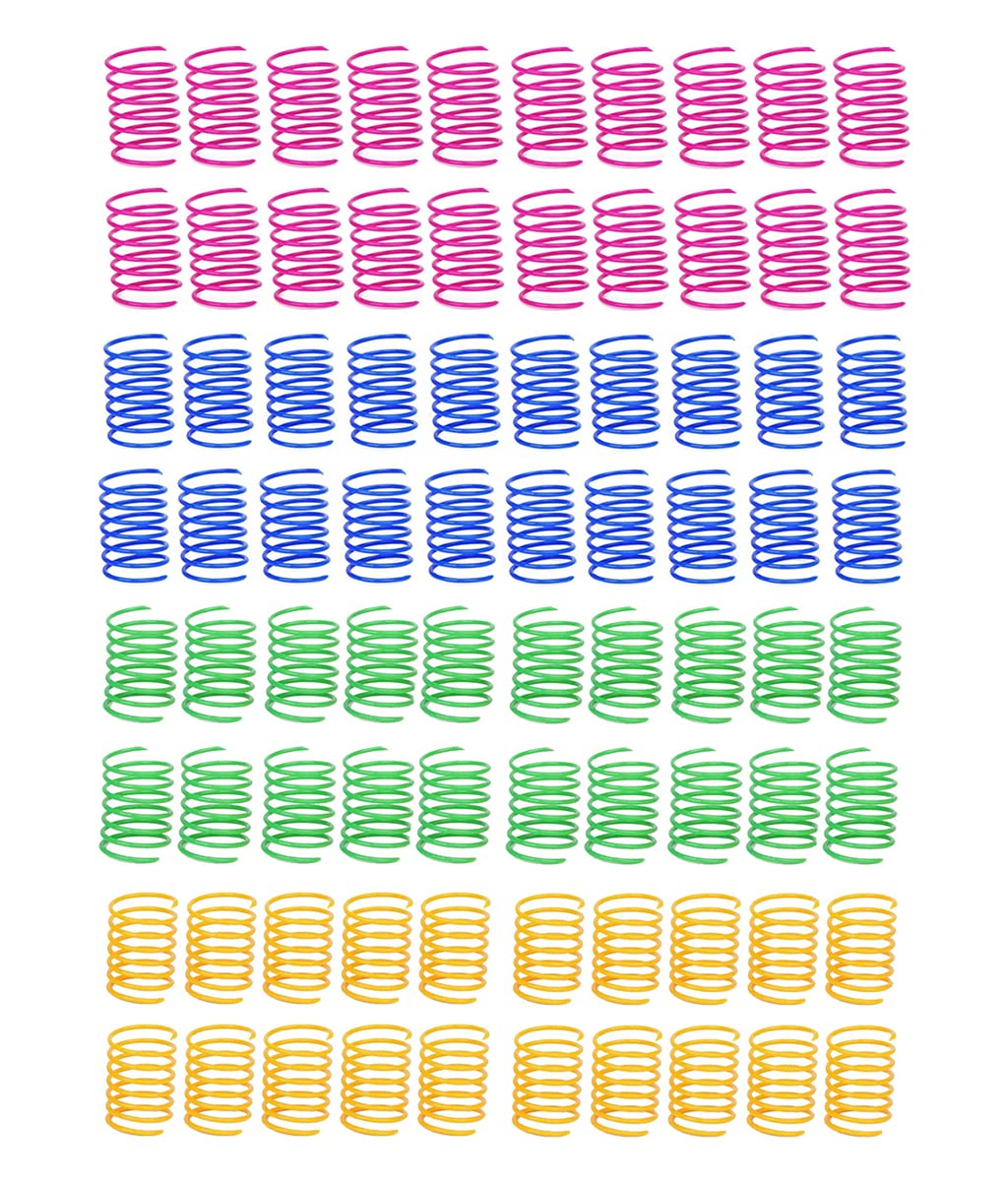 Yuaao 80 Pack Cat Spring Toys, Durable Plastic Coils For Indoor Active - Colorful 1 Inch Spirals Spring Fitness Play For Cat Kit