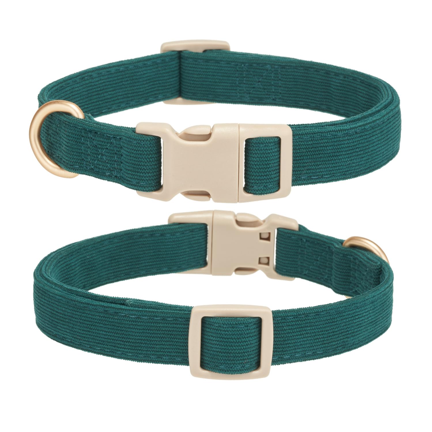 Yudote Soft Cotton Dog Collar Adjustable Corduroy Dog Collars For Small Medium Large Dogs(Dark Green,Large)