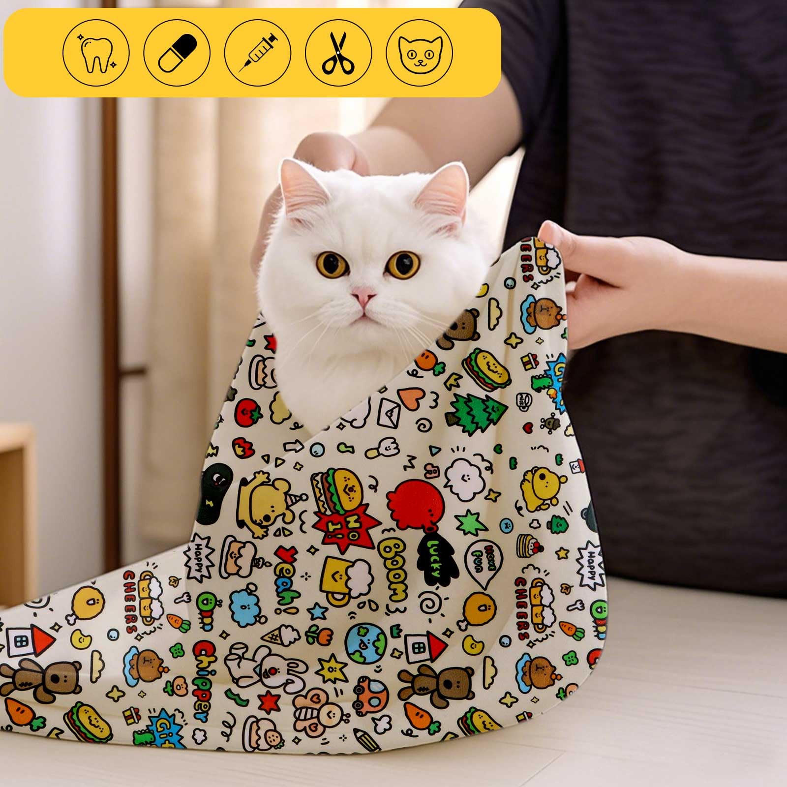 Lovelypaws Cat Grooming Wrap, Anti-Scratch & Escape-Proof, Suitable For Nail Clipping, Ear Cleaning, Teeth Brushing, Multi-Purpo