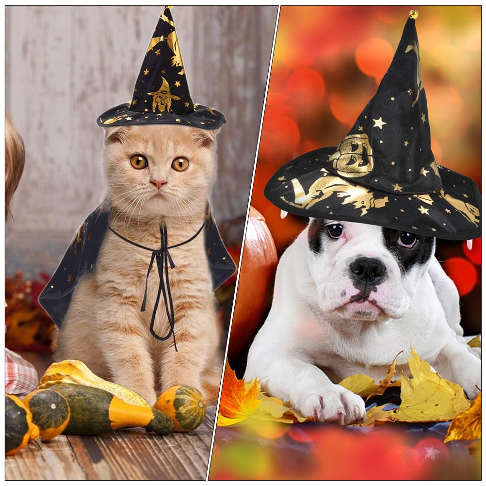PRETYZOOM Halloween Costumes for Dogs Pet Costume Wizard Cape with Witch Hat Costume for Cats Halloween Outfits Pet Halloween Co