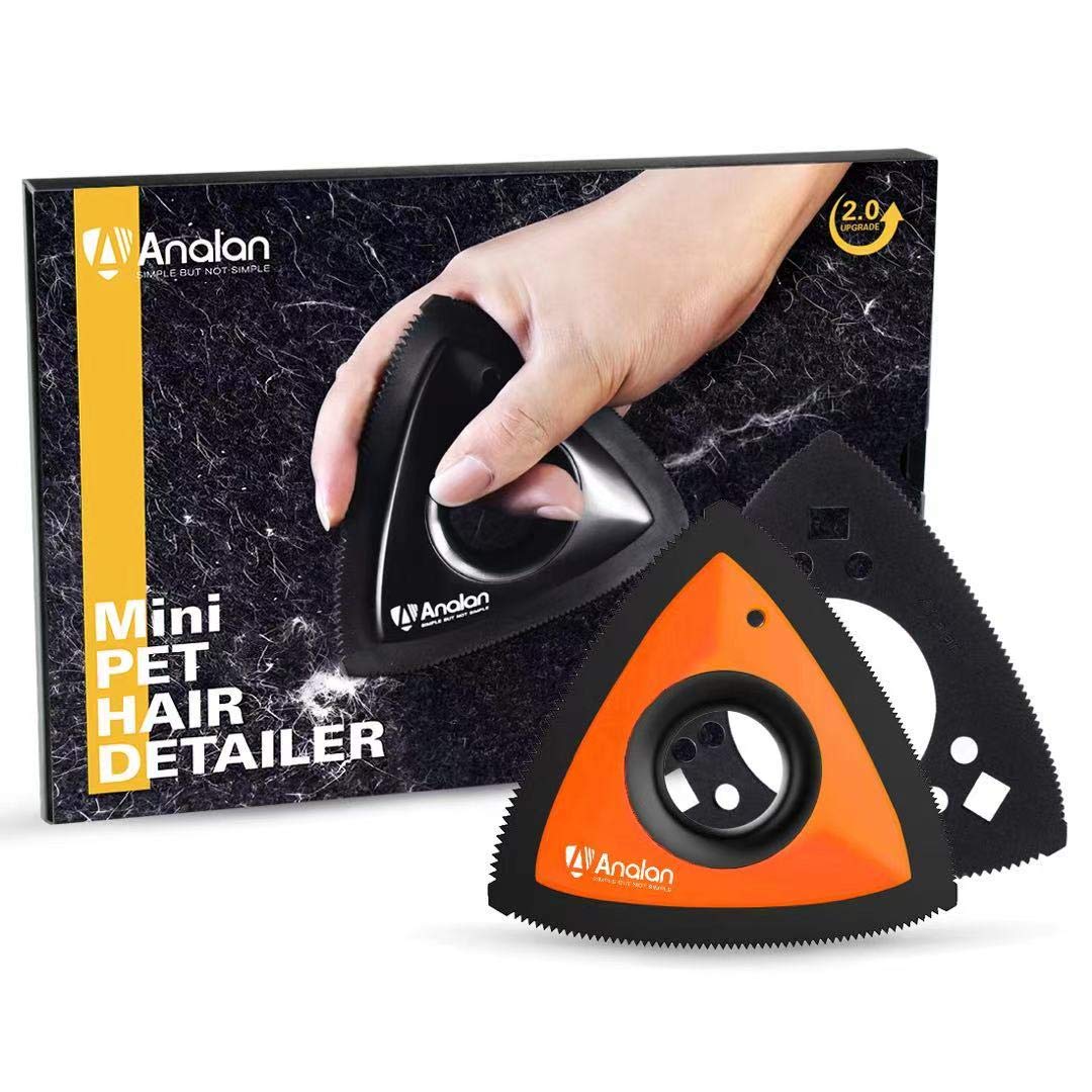 Analan Mini Pet Hair Remover For Car Detailing Supplies, Triangle Dog Hair Remover For Auto Detailing, Couch, Furniture, Lint, C