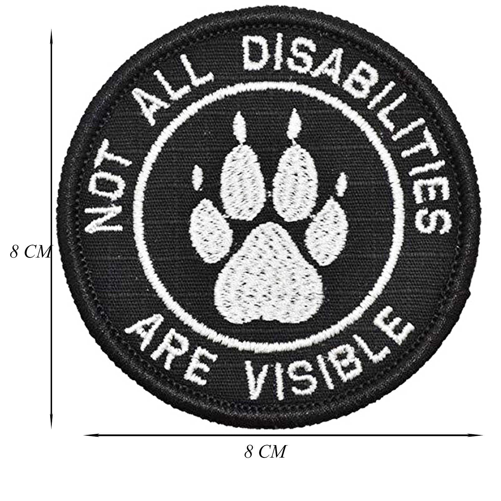 Service Dog Patch, Not All Disabilities Are Visible Embroidered Dog Paw Patch For Vests/Harnesses, Emblem Fastener Tactical Hook & Loop Patch (Paw Abilities)