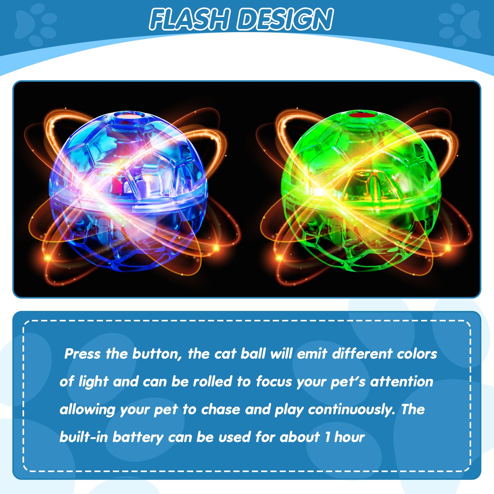 Sratte 6 Pieces Ghost Hunting Cat Ball Activated Cat Toy Motion Led Light Pet Balls Motion Dog Interactive Toys Pet Glowing Mini