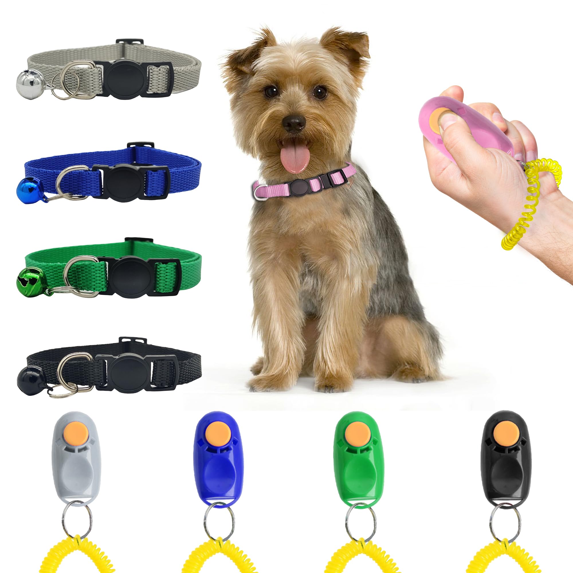 Sungrow Puppy Collars & Training Clickers, Dog Behavioral Management And Positive Reinforcement Tools, Multi-Colored (Blue, Pink