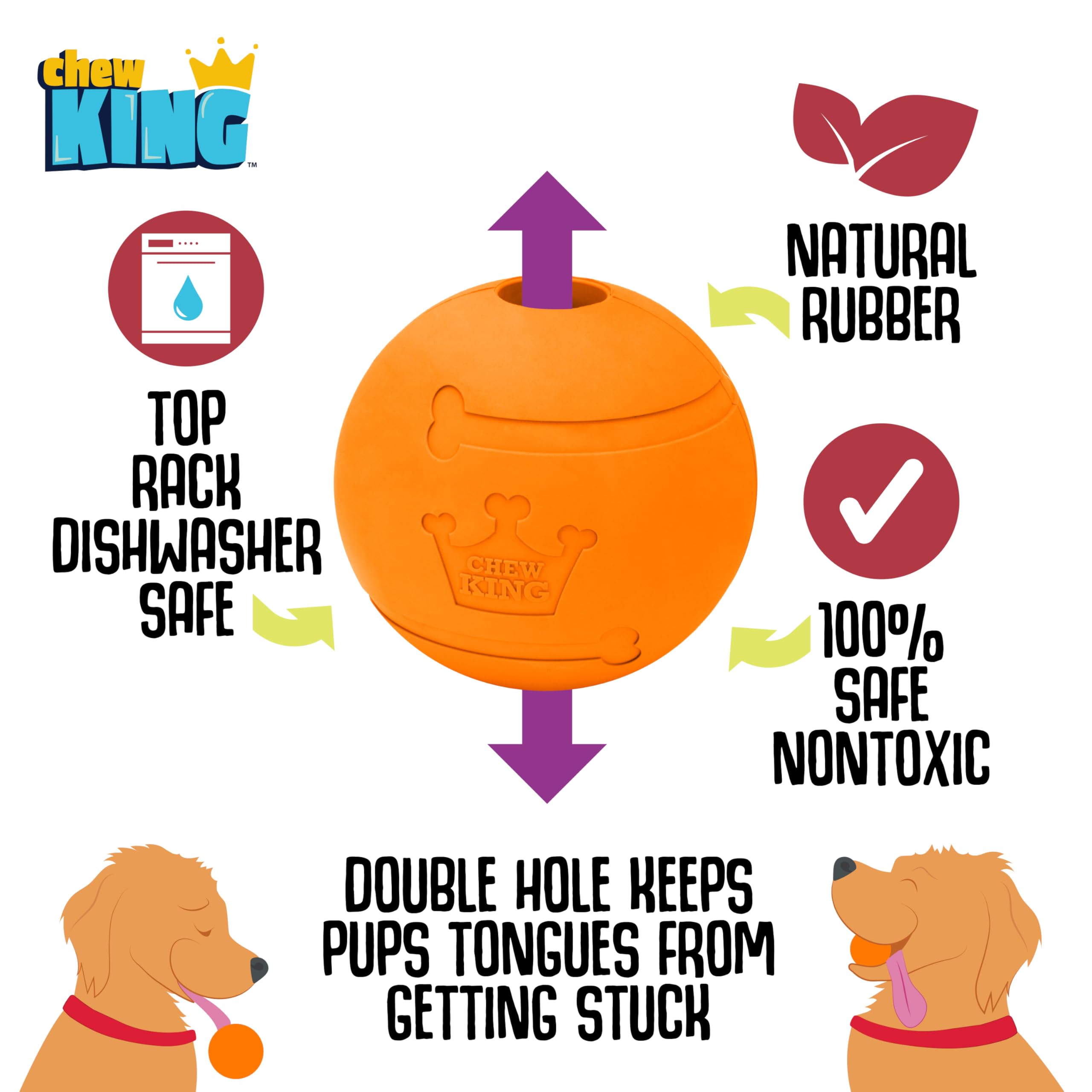 Chew King Flavored Rubber Ball Collection, 4 Inch Bacon Flavor Rubber Fetch Balls 2-Pk