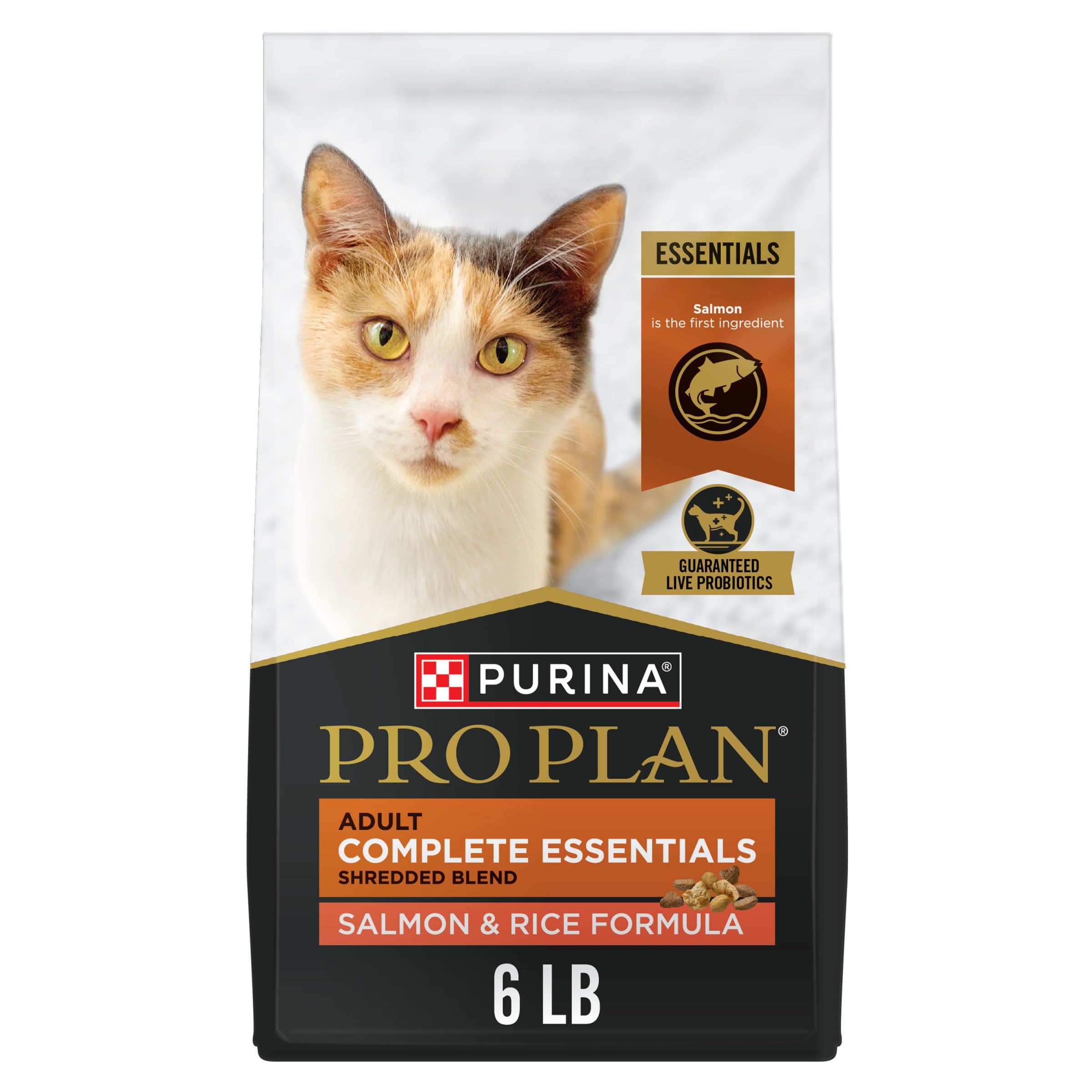 Purina Pro Plan Complete Essentials Shredded Blend Salmon and Rice Formula Adult High Protein Cat Food - 6 lb. Bag