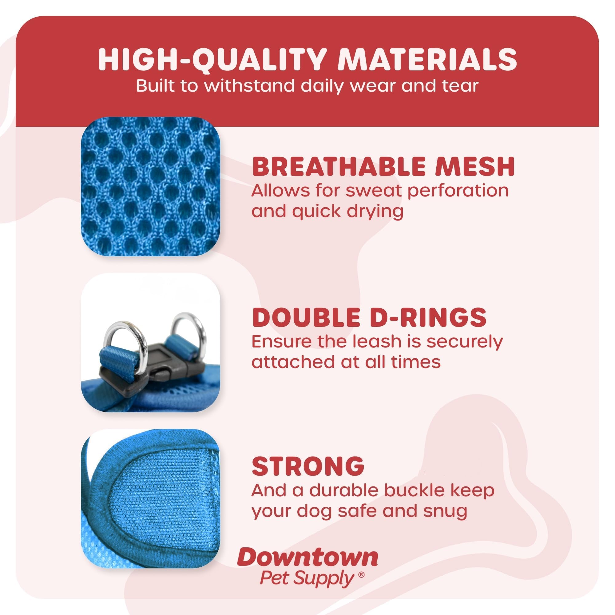 Downtown Pet Supply Step In Dog Harness For Small Dogs No Pull, Small, Cobalt - Adjustable Harness With Padded Mesh Fabric And R