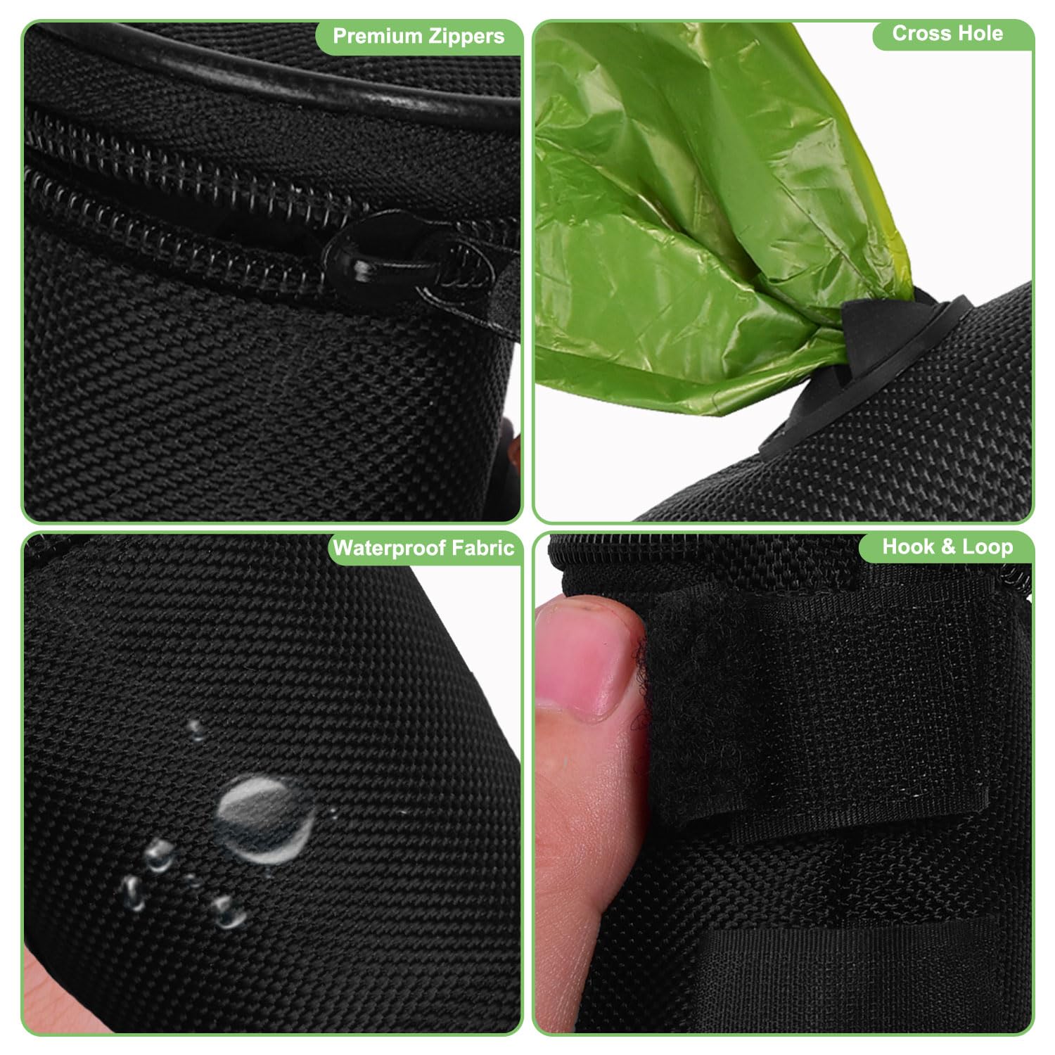 Hilihali Dog Poop Bag Dispenser For Leash Attachment - Portable Set With Waste Bags & Hand-Free Carrier, Fits Any Leash, Round,
