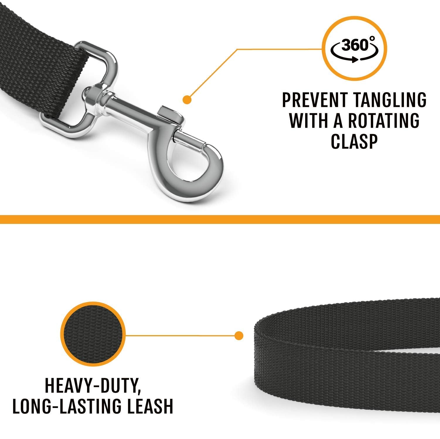Active Pets Strong Dog Leash With Padded Handle, Durable Comfort Grip For Large & Medium Dogs, Up To 6Ft Adjustable Training Lead, 1 In X4 Ft, Black