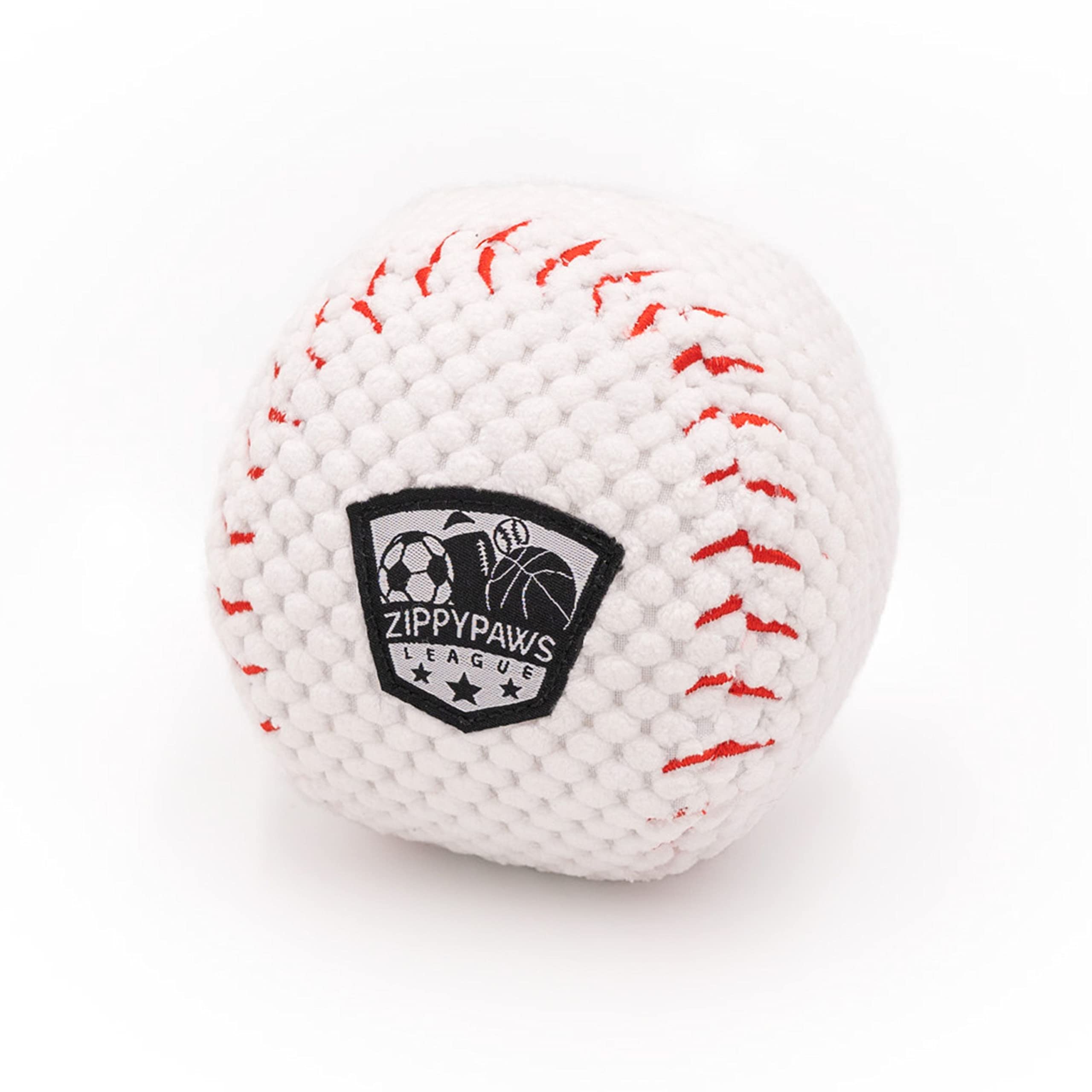 Zippypaws Sportsballz - Plush Baseball Dog Toy, Soft Squeaky Balls For Dogs, Indoor & Outdoor Puppy Fetch Toys For Small, Medium, & Large Dogs, Stuffed Plushie Play Toy Balls For Puppies