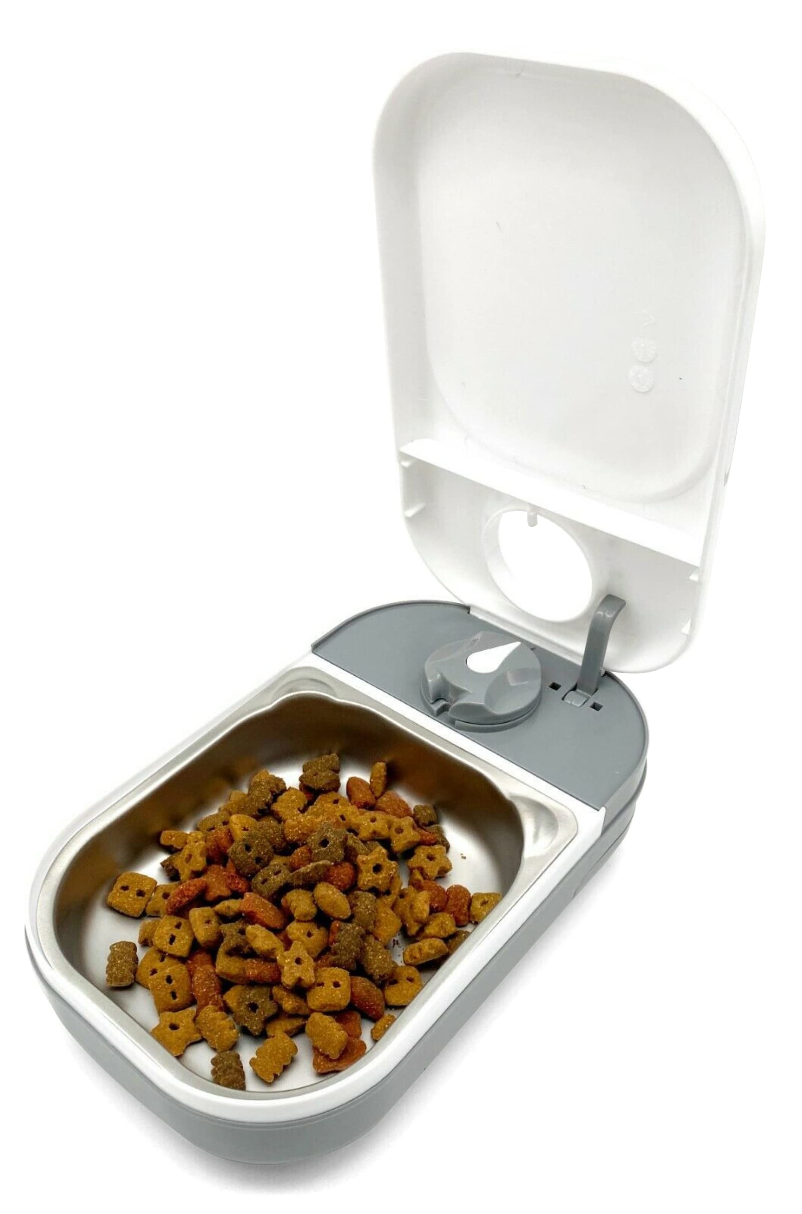 Closer Pets C100 Single Meal Timer-Controlled Automatic Pet Feeder - for Cats and Small Dogs, Wet or Dry Food with Stainless Ste