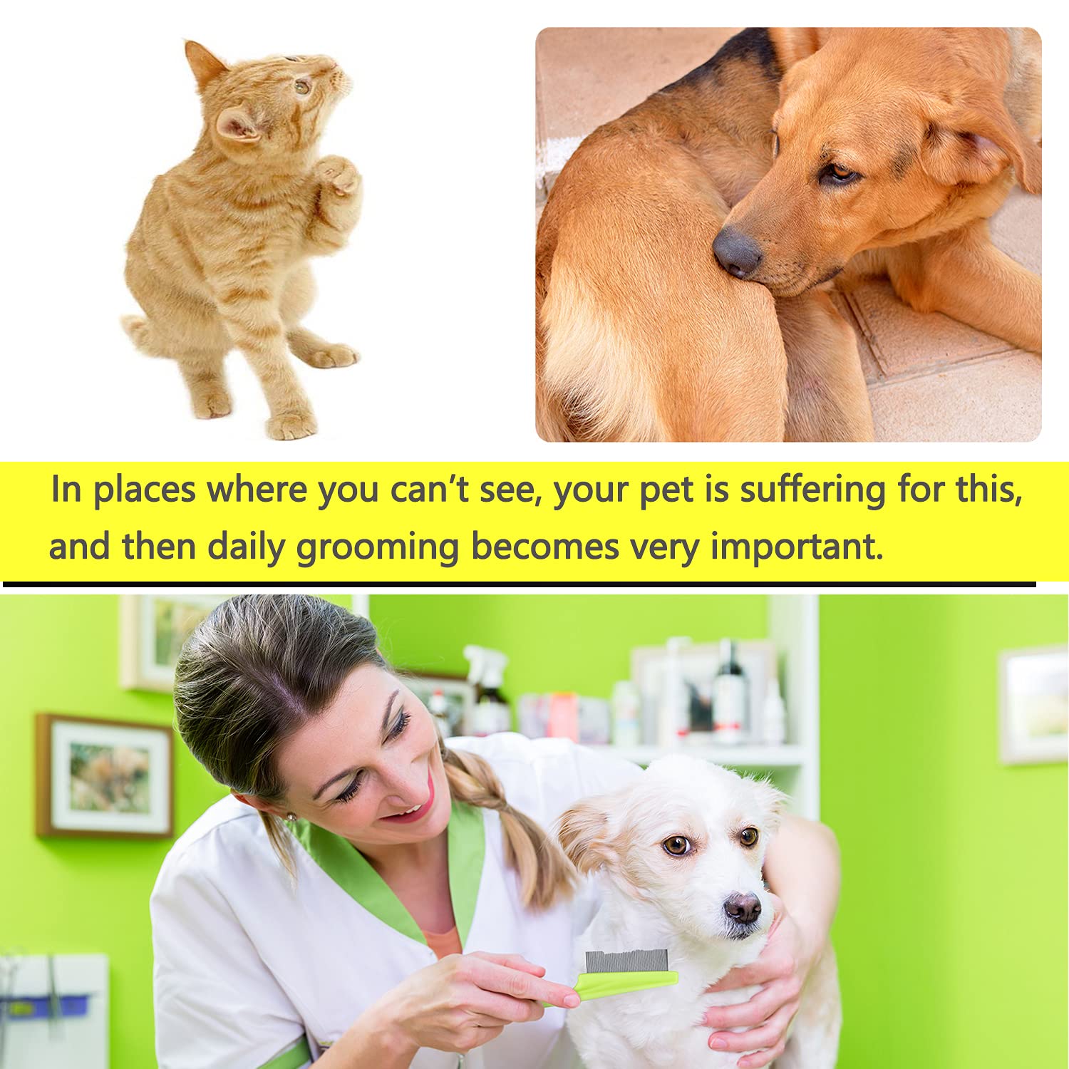 Cat Comb Dog Comb Fine Tooth Comb Pet Comb Grooming Set For Grooming And Removing Dandruff Flakes Remove Float Hair Tear Marks (