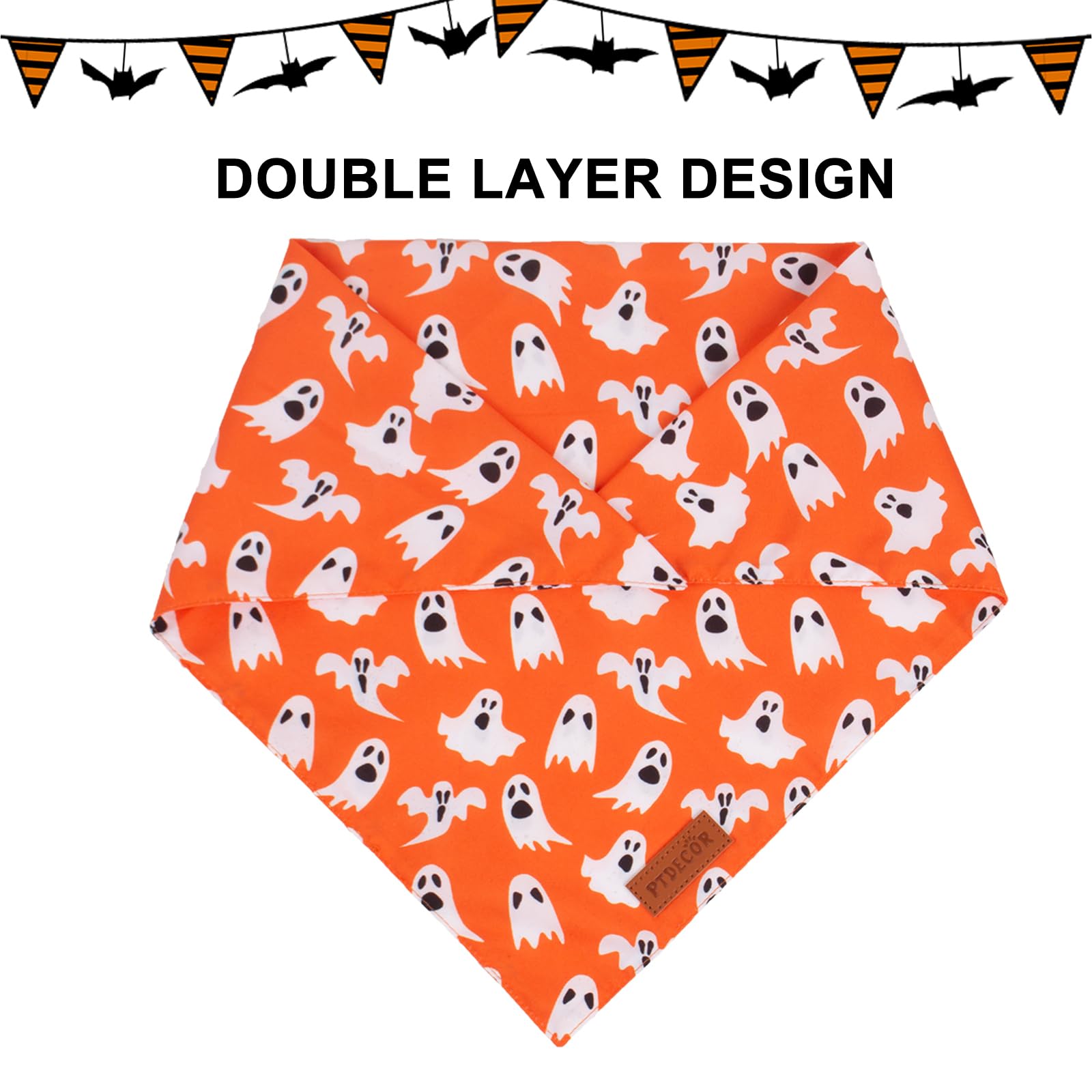 Ptdecor Halloween Dog Bandana, Reversible Holiday Pet Puppy Scarf, Multi Size, Triangle Halloween Bandanas For Extra Large Dogs