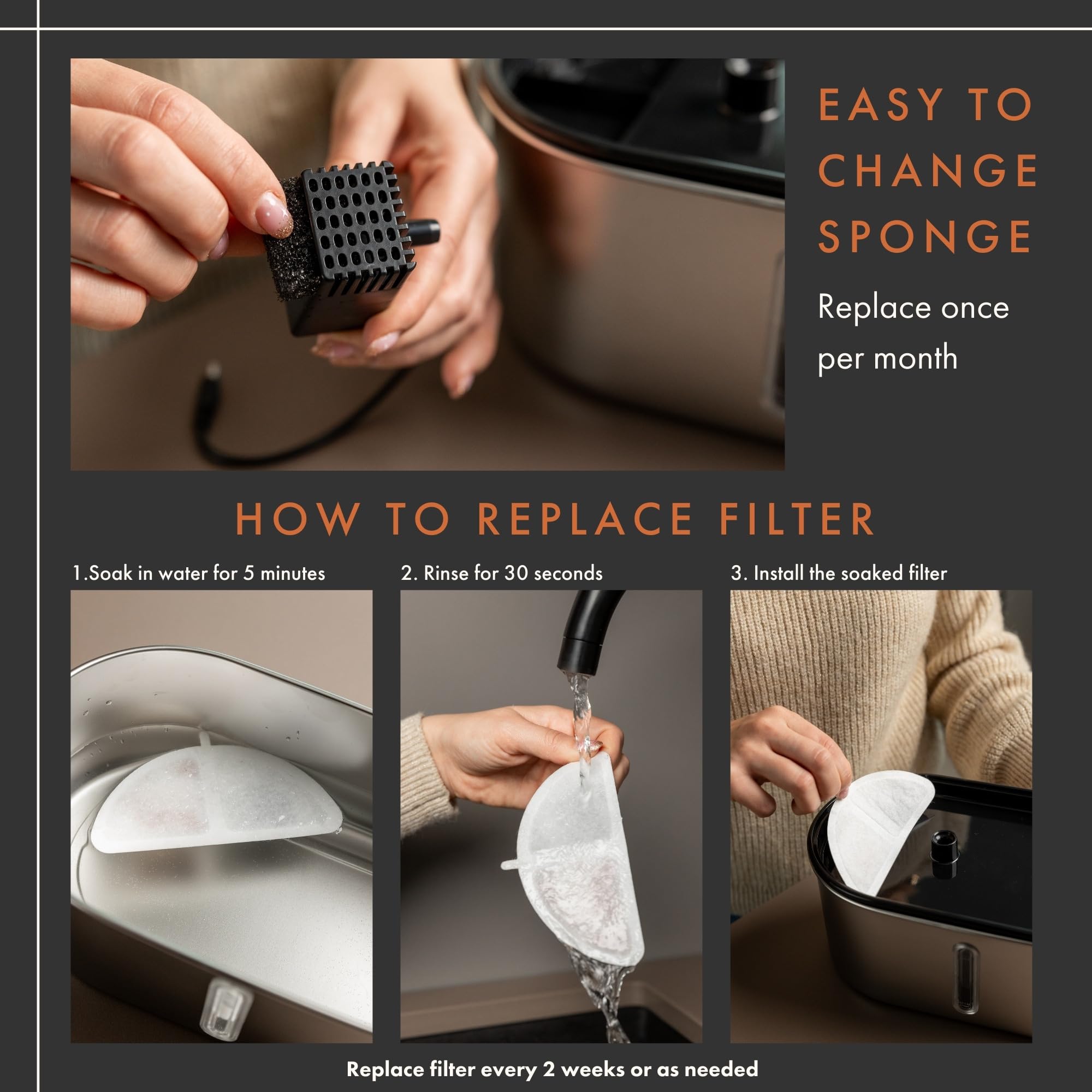 Replacement Filters For Stainless Steel Cat Water Fountain - 8 Pack Activated Carbon & Ion Exchange Resin For Fresh & Clean Drin