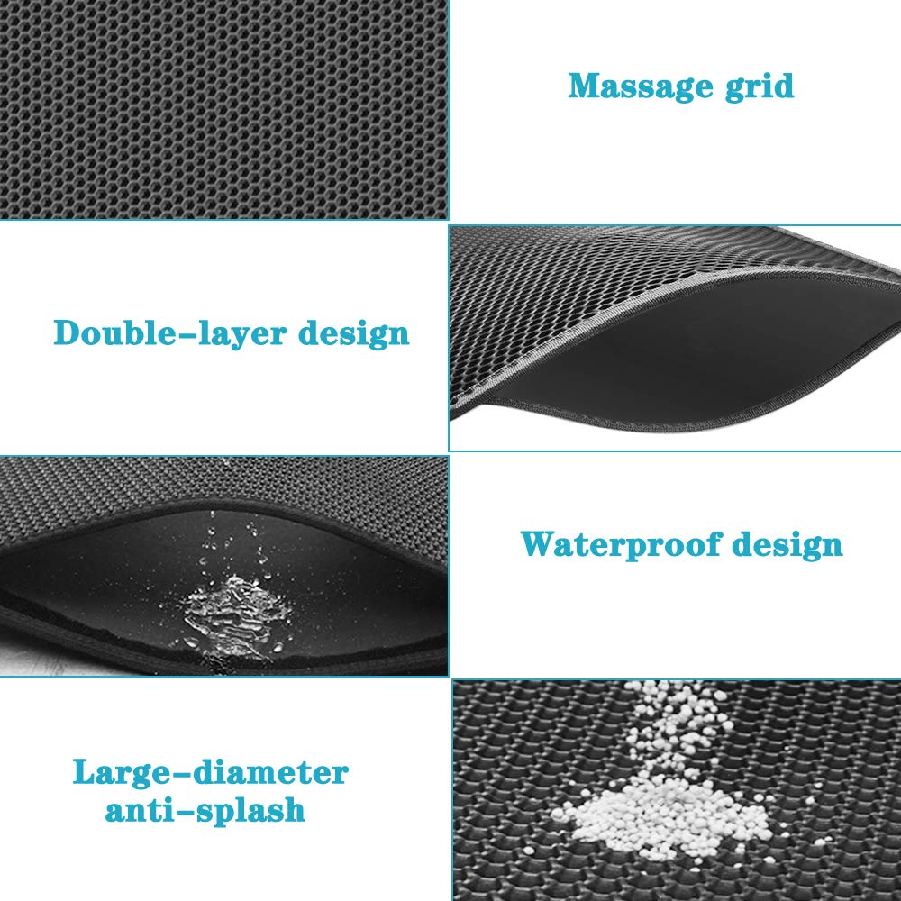 Kaxionage Cat Litter Mat, 24X30 Inch Litter Box Mat,Honeycomb Double Layer Trapping Litter Mat Design,Waterproof Urine Proof Kit