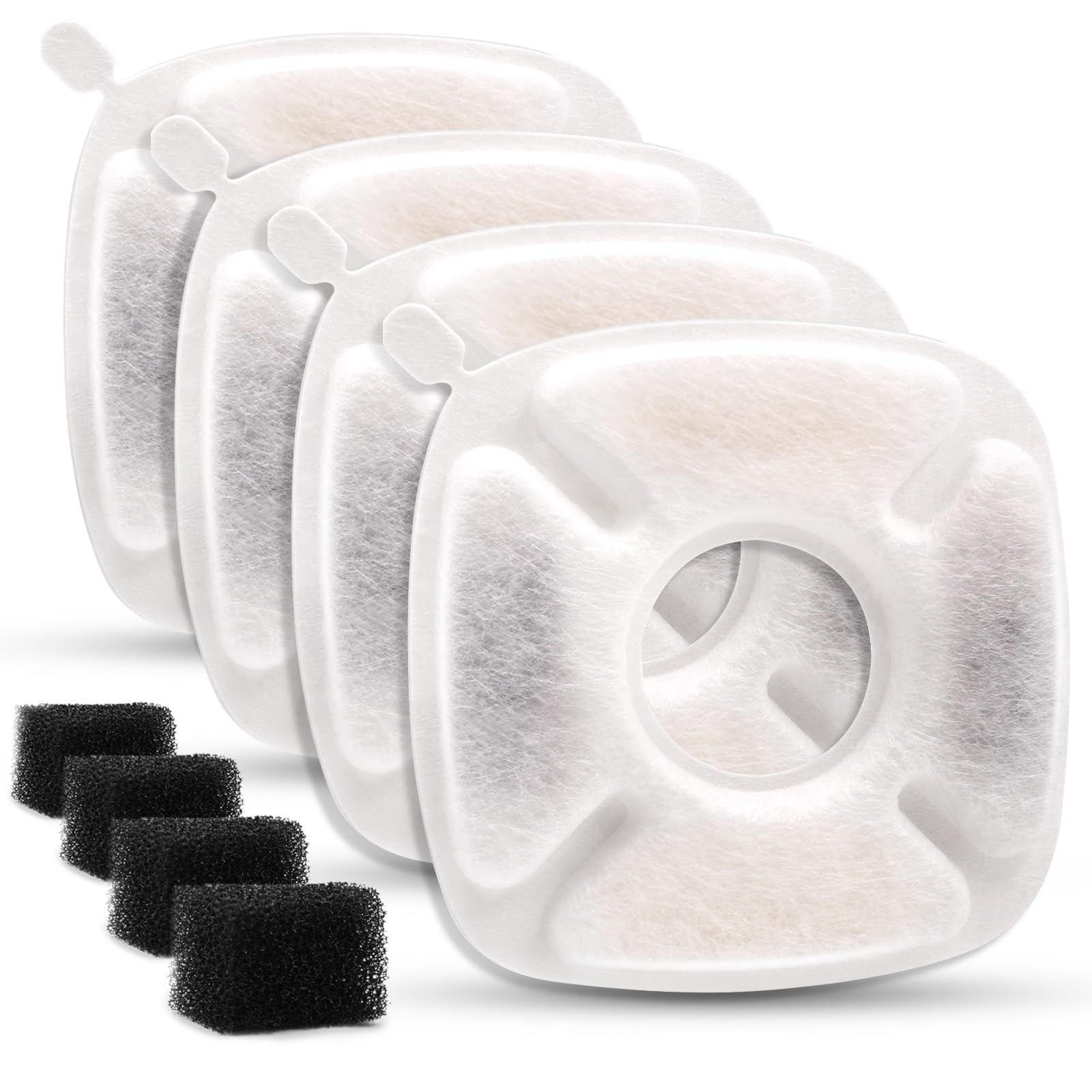 Pet Fountain Filters Compatible With 95Oz/2.8L Dog Water Fountain(4 Carbon Filters+4 Sponge Filters)