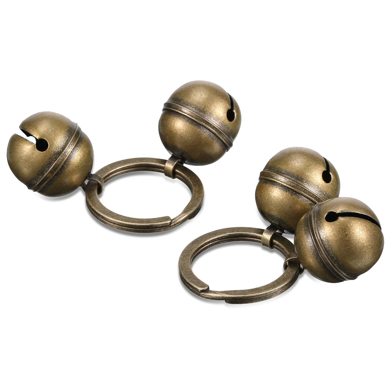 Ripeng 2 Strings In 4 Pieces Dog Bells Cat Bells For Collar Loud Brass Pet Bells With Key Rings Pet Pendant Accessories Pet Tracker For Training
