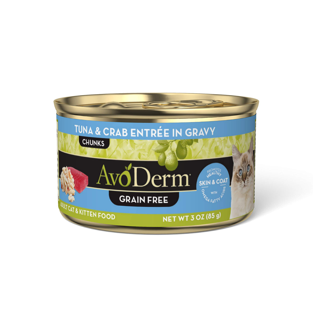 Avoderm Natural Grain Free Tuna & Crab Entree In Gravy Canned Wet Cat Food, 3-Ounce Cans, (Case Of 24)