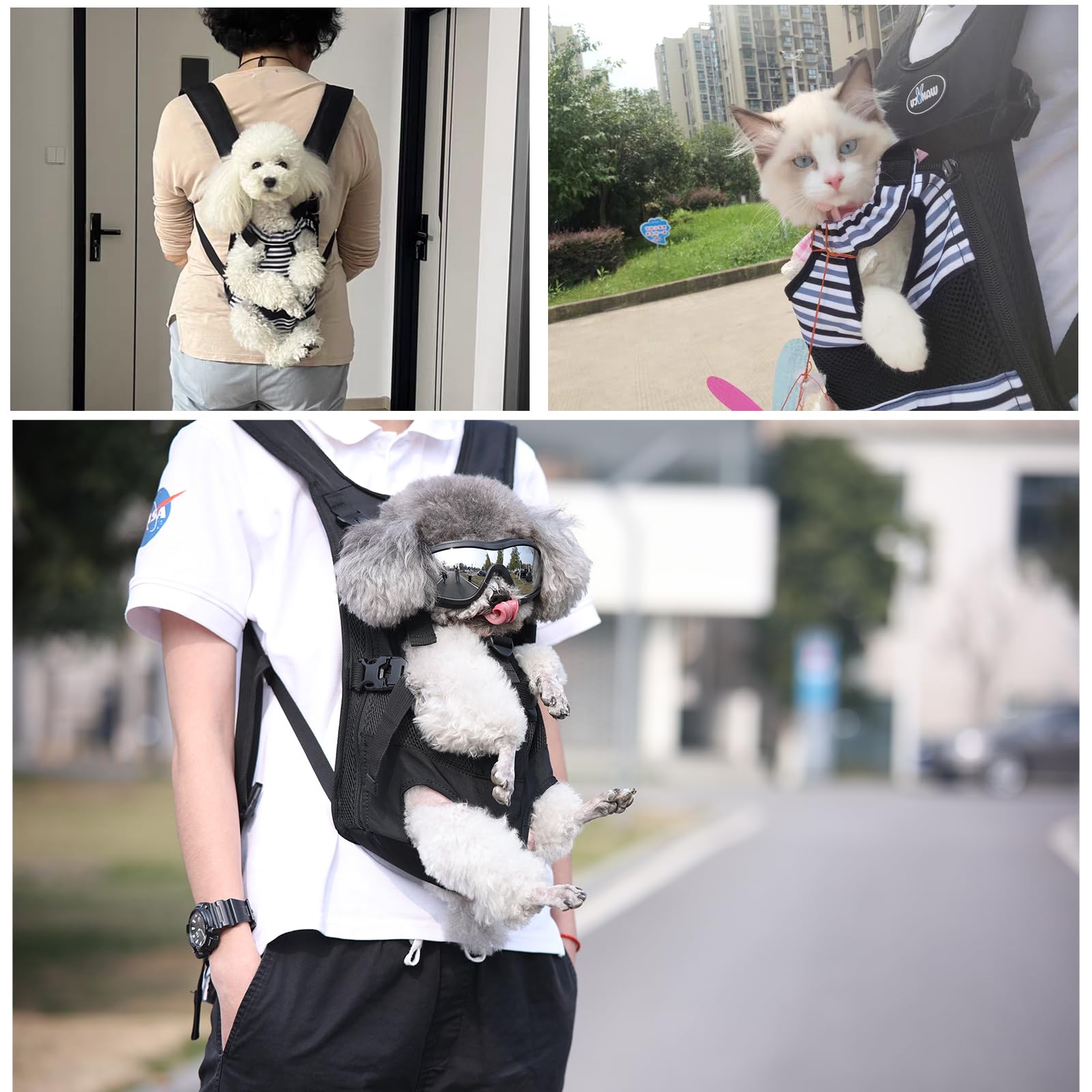 Wakytu Pet Carrier Backpack, Pet Front Dog Carrier Backpacks, Adjustable Pet Front Cat Dog Carrier Backpack Travel Bag, Legs Out