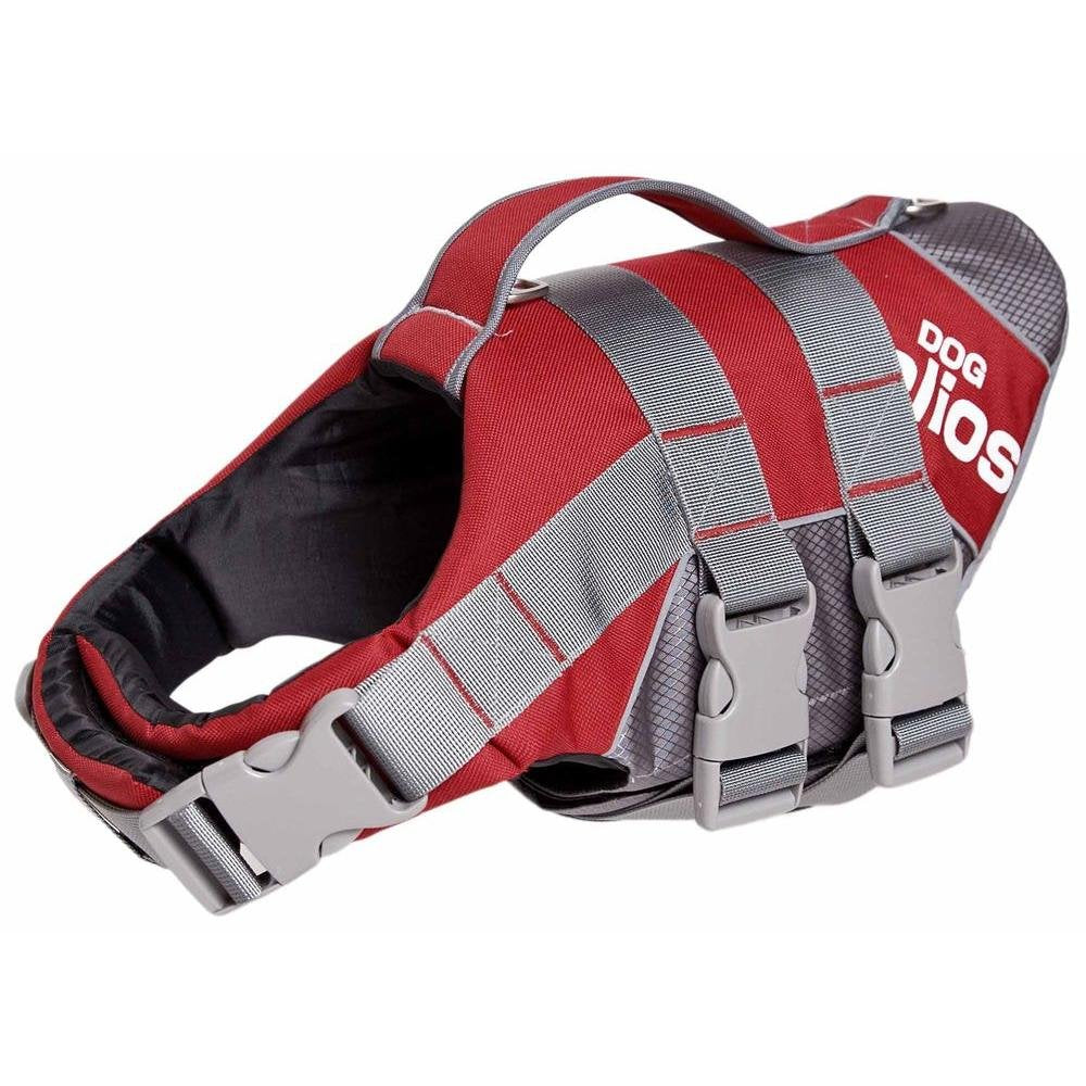 DOGHELIOS 'Splash-Explore' Outdoor Performance 3M Reflective and Adjustable Buoyant Safety Floating Pet Dog Life Jacket Vest Harness, Small, Red