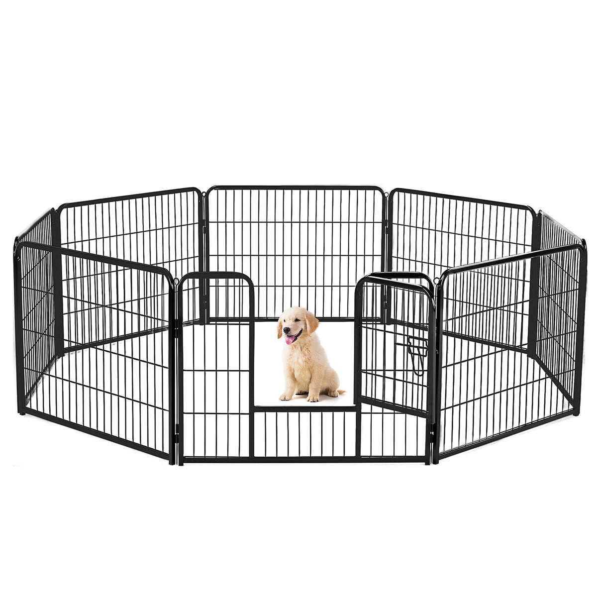 Sweetcrispy Dog Playpen Indoor - Pet Fence Puppy Exercise Pen For Yard Gate 8 Panel 24    Height Heavy Duty Crates With Doors Me