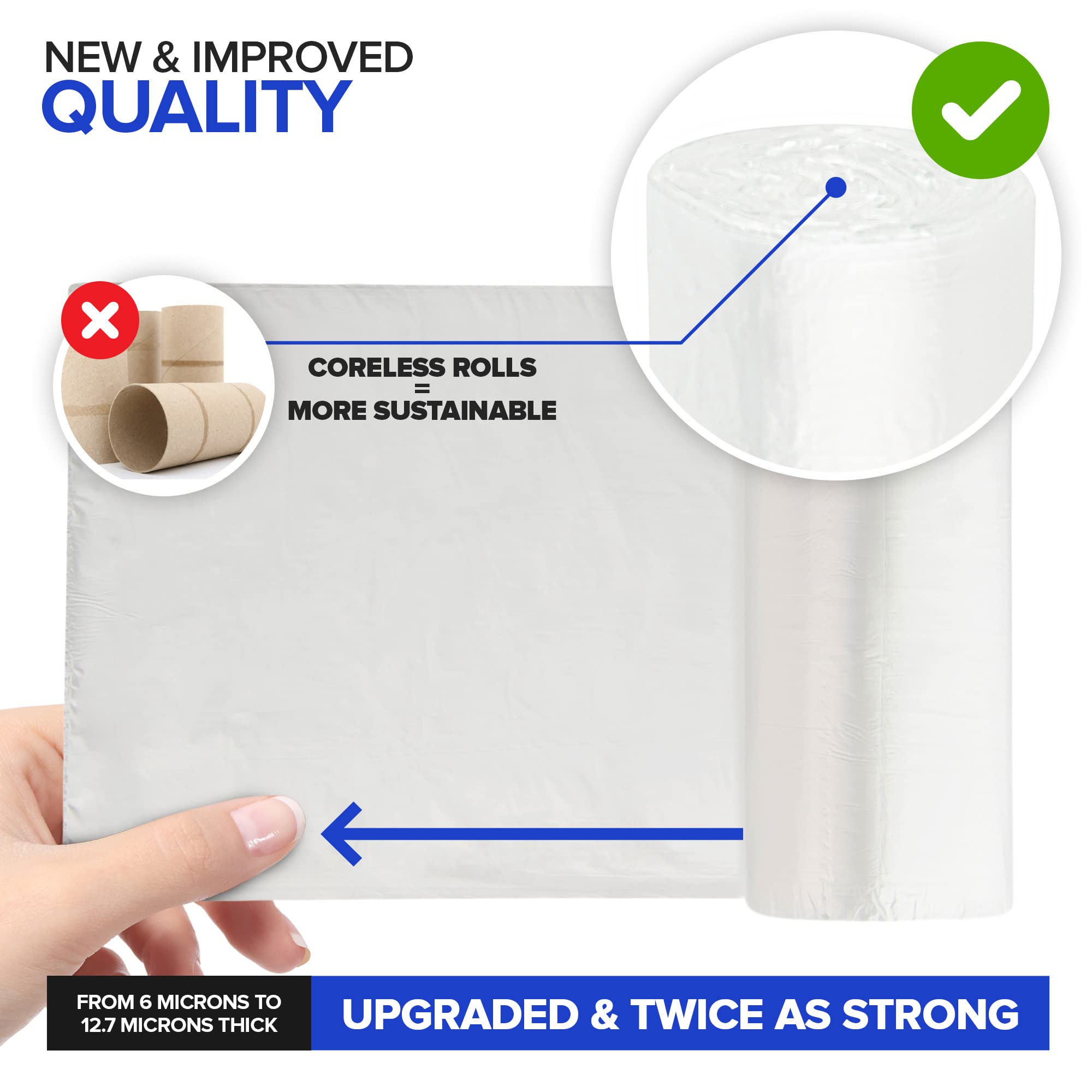 Stock Your Home Clear 2 Gallon Trash Bags, 200 Pack, Un-Scented Plastic Liners for Bathroom, Office, and Dog Waste