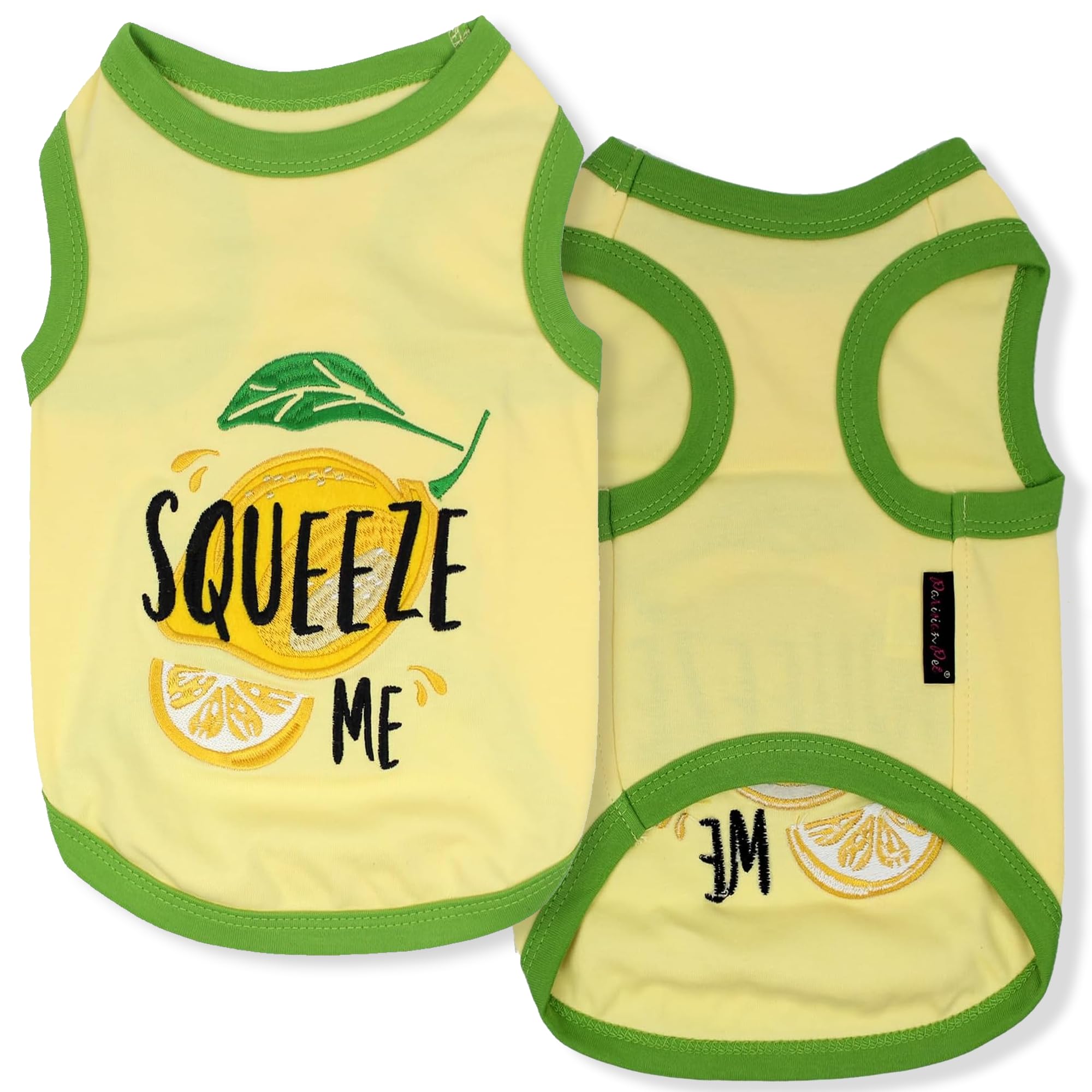 Parisian Pet Dog Tshirt - Embroidered  Squeeze Me  Dog Shirt - Breathable And Lightweight Dog Tank Top - Sleeveless Dog Tee Shir