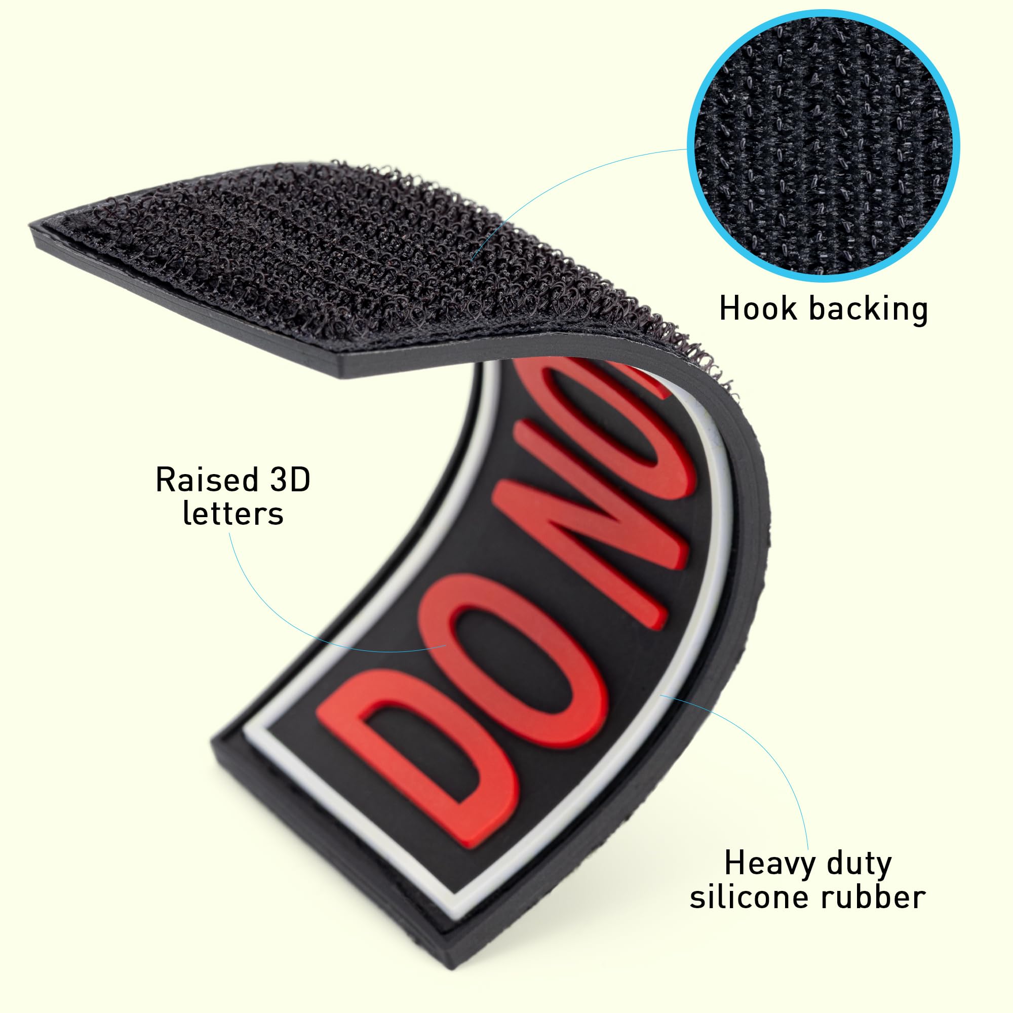 Dogline Do Not Pet Patches For Harness And Vest Removable 3D Rubber Patches With Hook Backing For Small Medium Or Large Working Dogs 1.5' X 4' - Two Patches