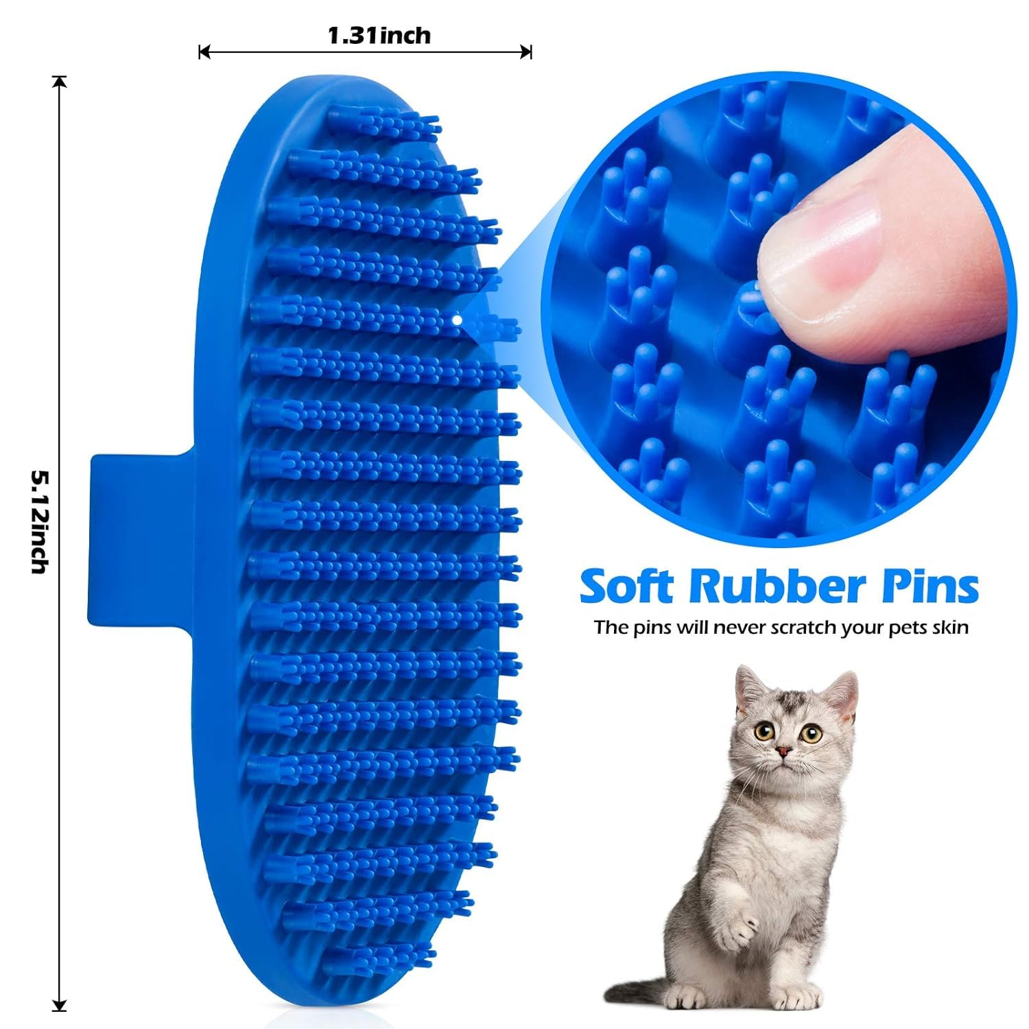 Lilpep Dog Bath Brush, Rubber Pet Shampoo Brush with Silicone Bristles for Massaging Grooming, Removing Short Haired Dogs Cats S