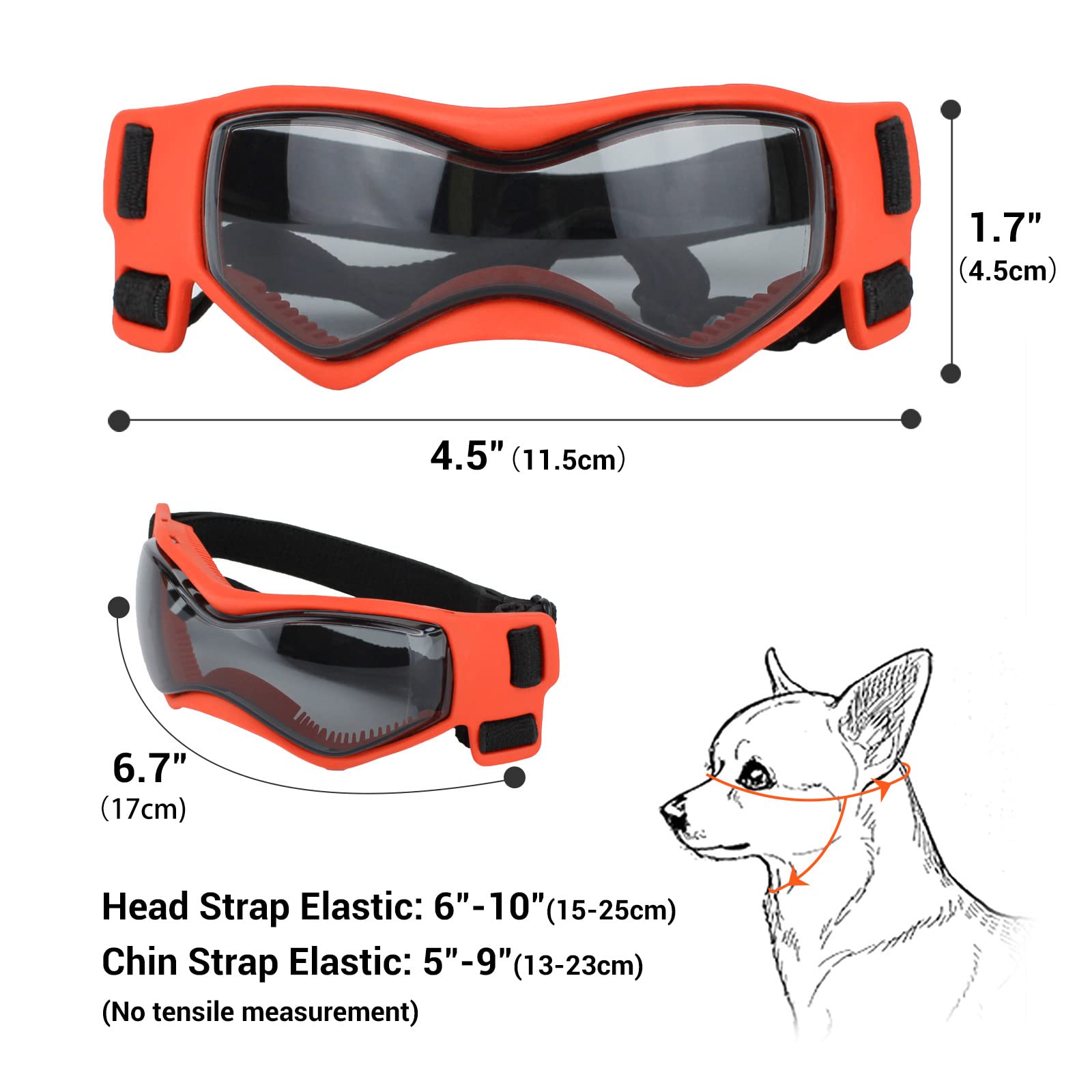 Petleso Dog Goggles Small Breed, Dog Sunglasses For Small Breed Uv Protection Eyewear For Small Dog Outdoor Riding Driving, Small Orange