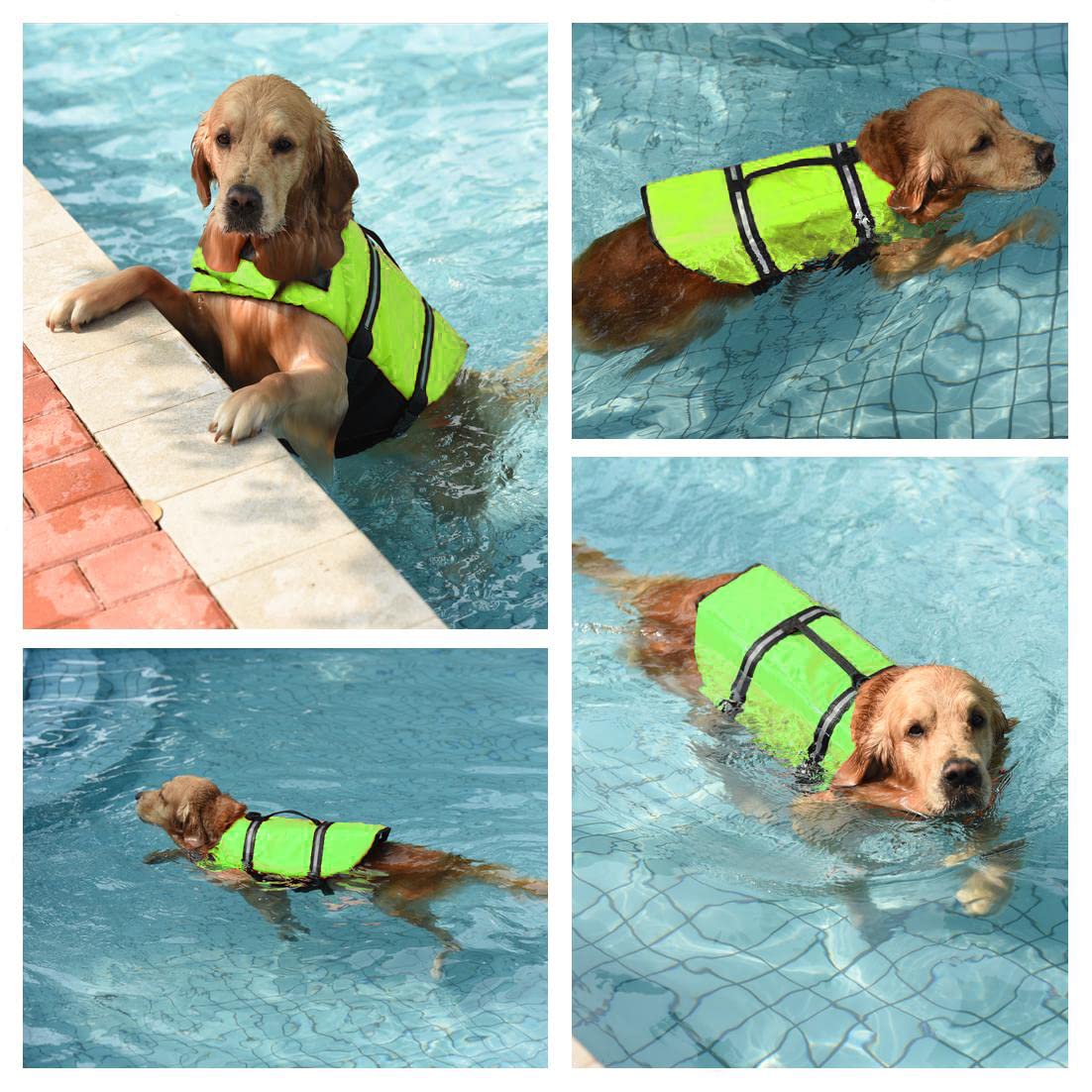 Doglay Dog Life Jacket, Dog Life Vest with Reflective Stripes, Adjustable Dog Lifesaver Pet Life Preserver with High Buoyancy Sw