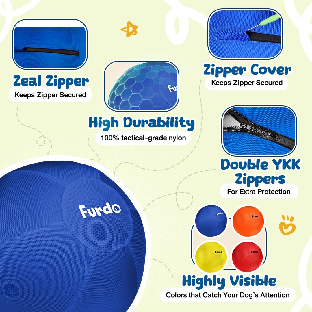 Furdo 18" Herding Ball for Dogs - Durable Blue Nylon Toy for Australian Shepherds, Border Collies, and Small to Medium Breeds - Model HB-200