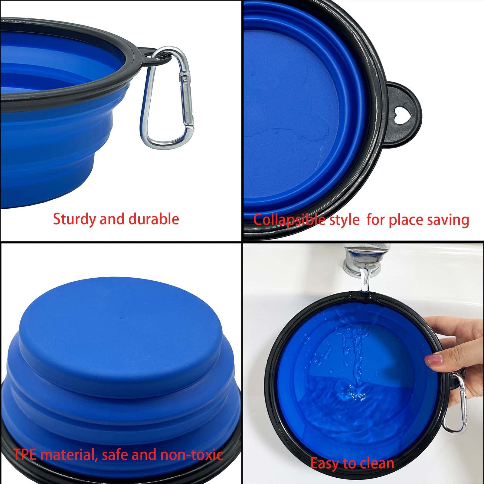 Large Collapsible Dog Bowl 35Oz,2 Pack Portable And Foldable Pet Travel Bowls With 2 Carabiners & Lids For Dogs Cats And Small A