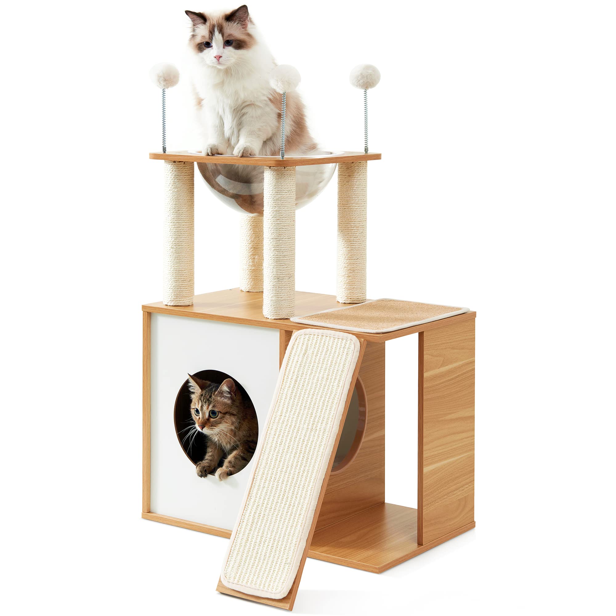 Made4Pets Cat Tree for Indoor Cats, Modern Cat Tower Tall for Large Cats Kitten, Wood Kitty Condo Climbing Furniture Heavy Duty,