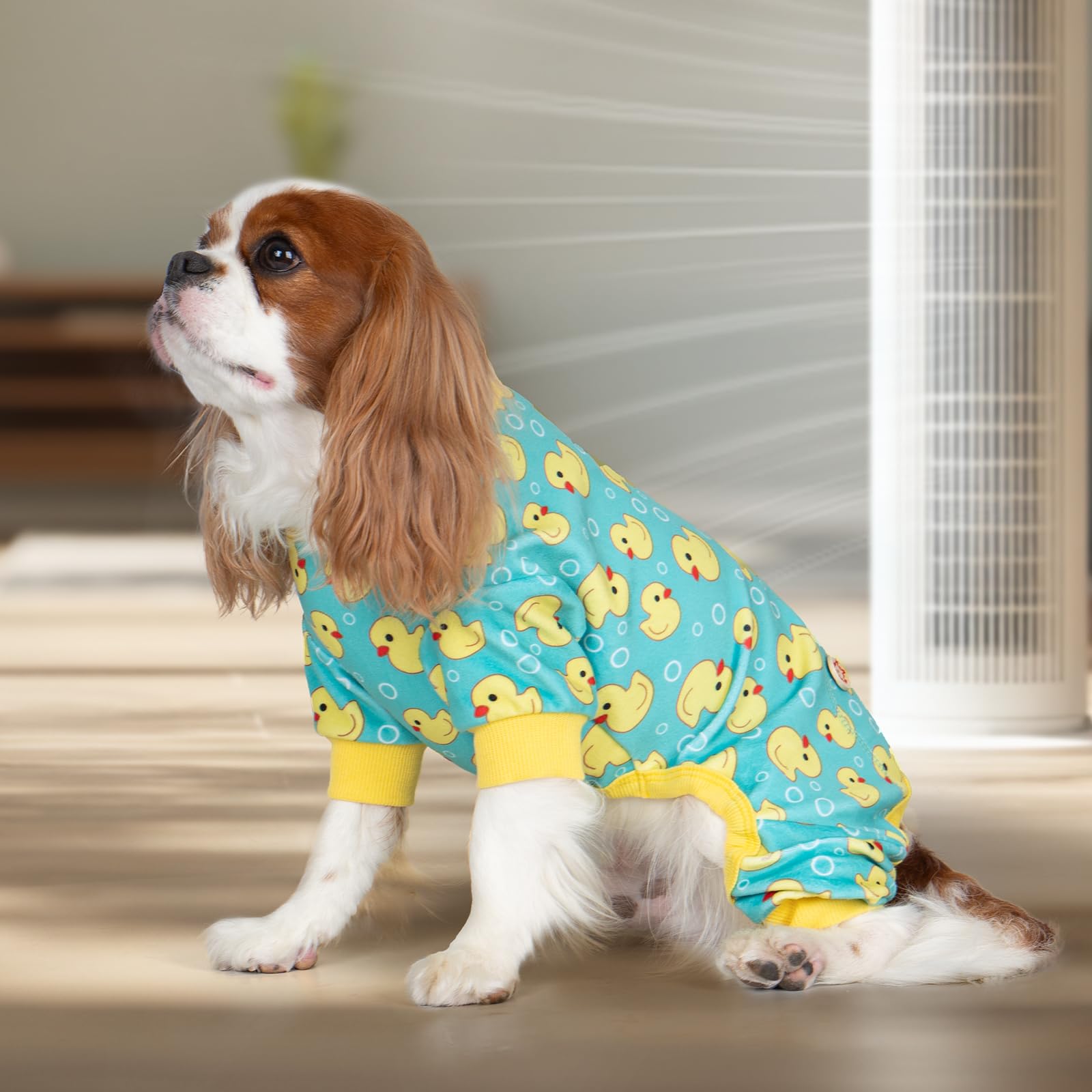 Kyeese Dog Pajama For Medium Dogs Yellow Duck Soft Material Stretchable Dog Pajamas Onesie Dog Apparel
