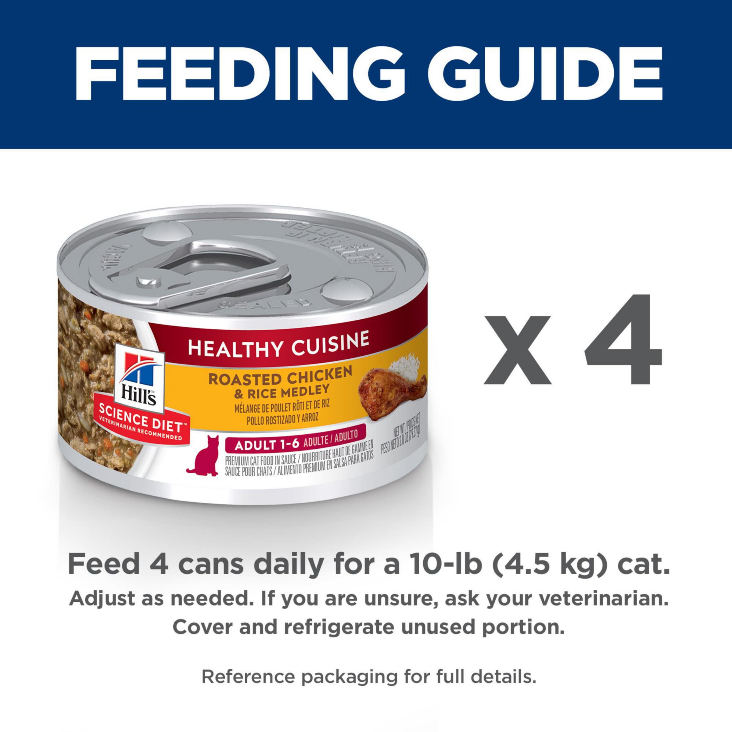 Hill's Science Diet Healthy Cuisine Wet Cat Food, Roasted Chicken & Rice Stew, 2.8 oz Can, Case of 24, Adult 1-6, White