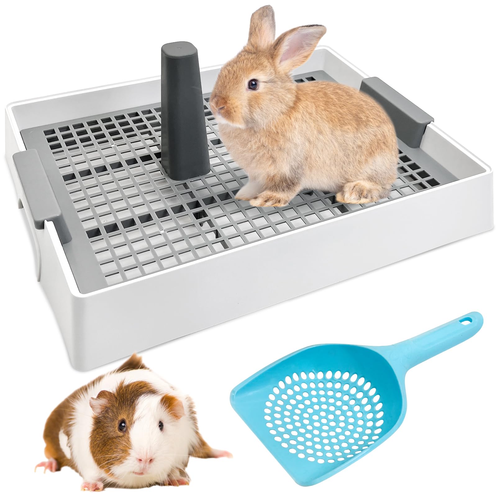 Tfwadmx Rabbit Large Litter Box 16'' X 12'' Bunny Litter Pan Guinea Pig Litter Tray With Grate For Rabbit Hamster Ferret Rats Gu