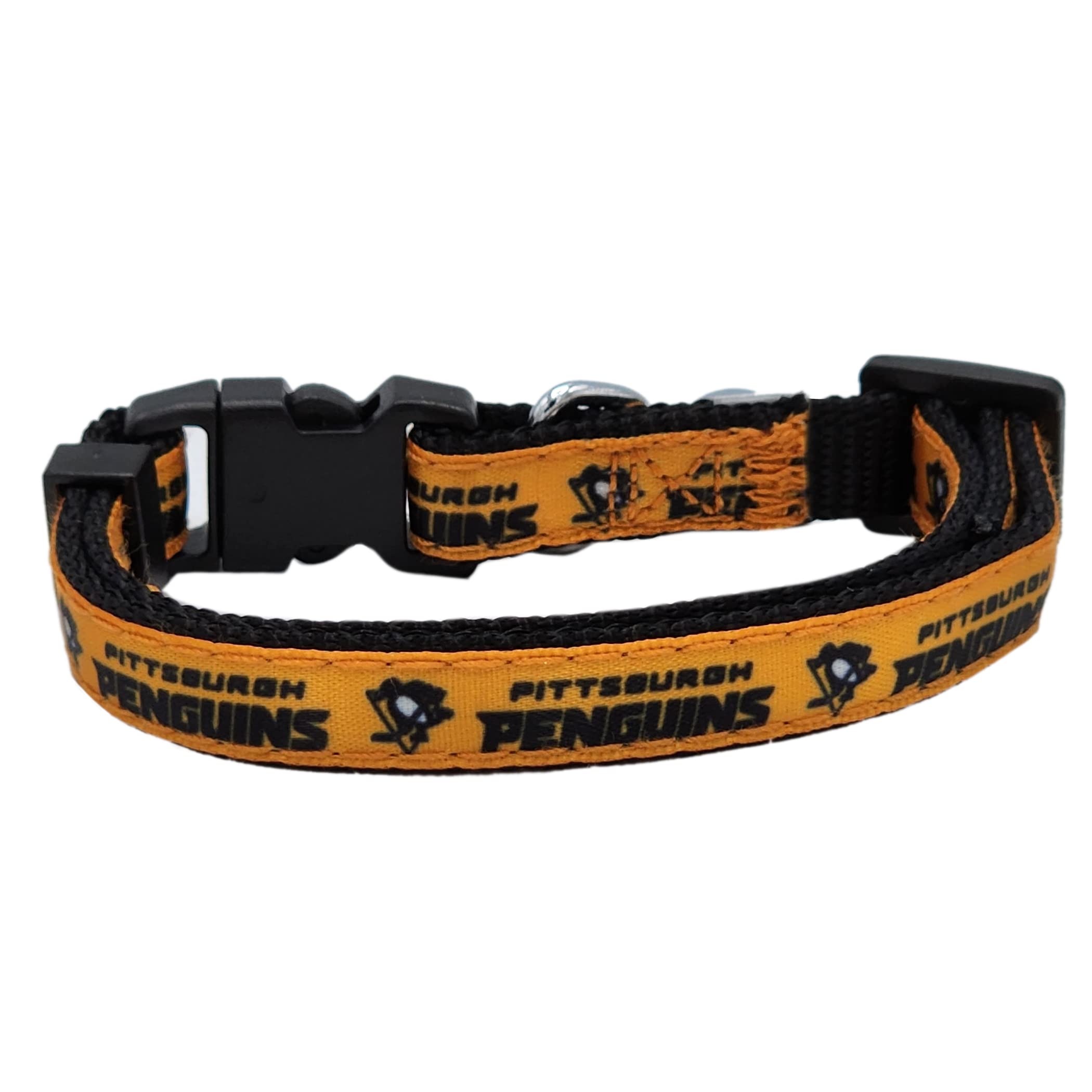 Nhl Cat Collar Pittsburgh Penguins Satin Cat Collar Hockey Team Collar For Dogs & Cats. A Shiny & Colorful Cat Collar With Ringi